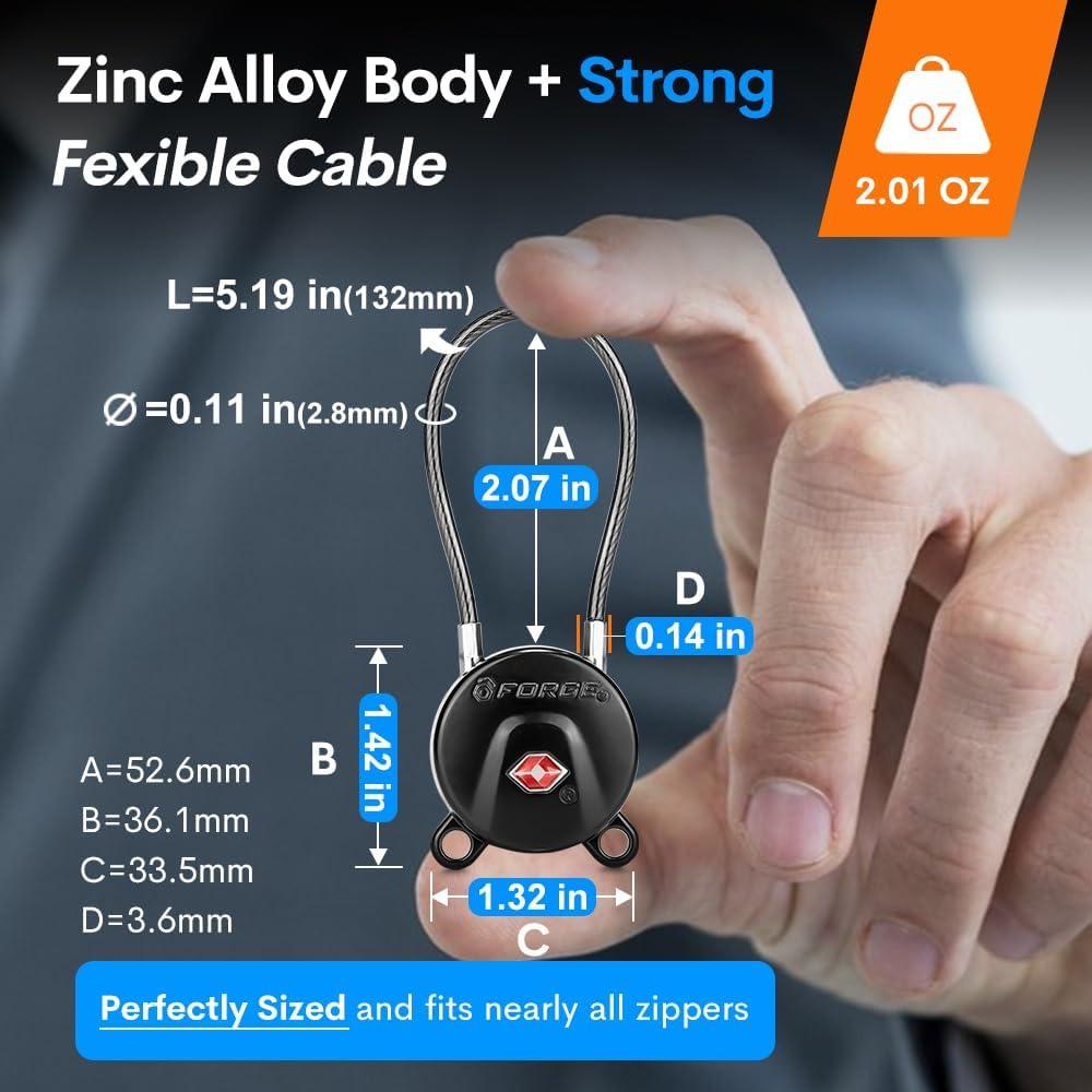 Candados de Equipaje TSA Forge Dimple 2 Piezas Negro