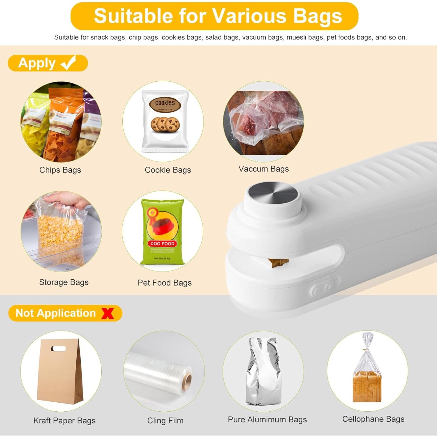 Sellador de Bolsas Térmico Aedicce Mini Recargable USB C 1200mAh