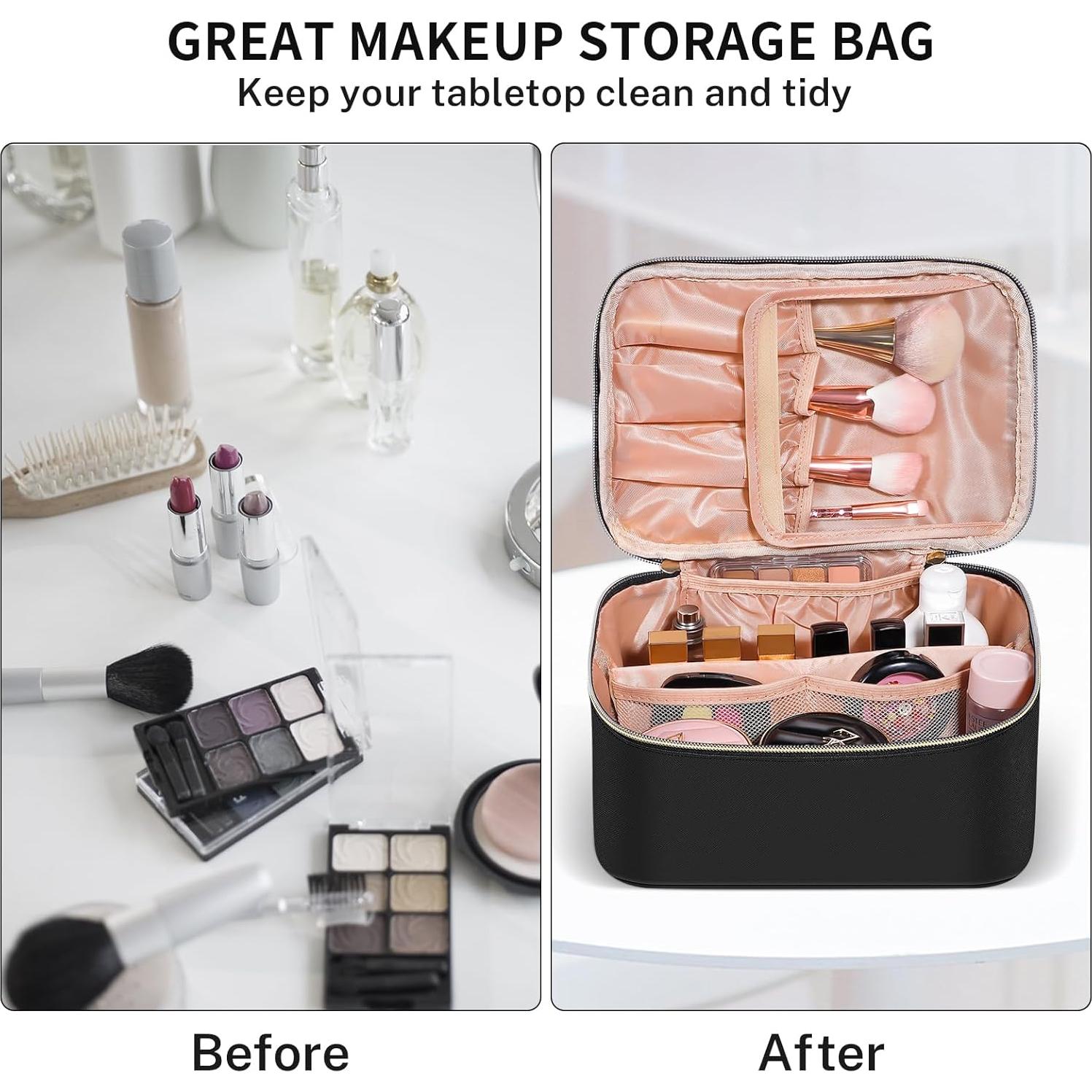 Bolsa de Maquillaje de Viaje Senbowe Beige Impermeable 23.9x16.3x11.9cm