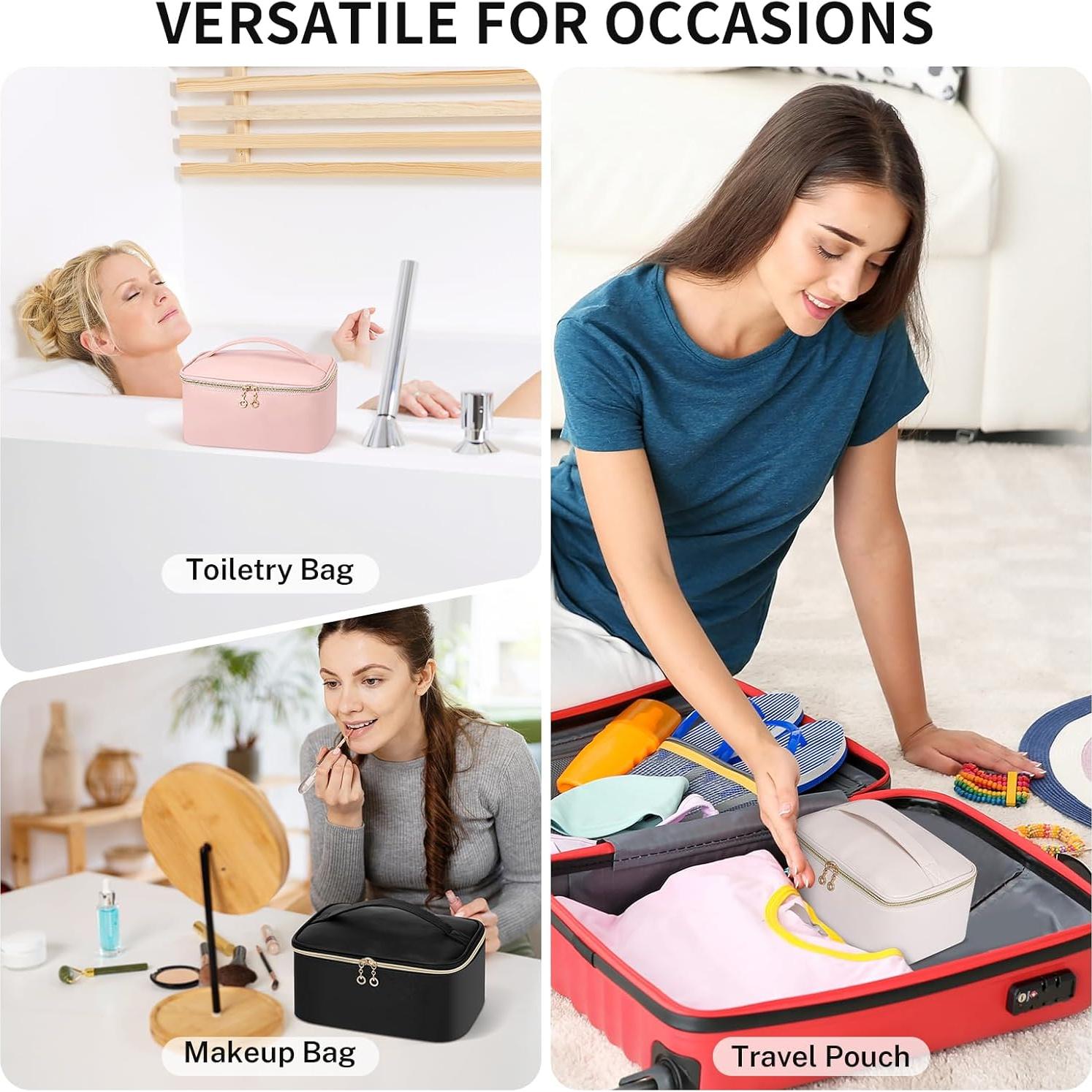 Bolsa de Maquillaje de Viaje Senbowe Beige Impermeable 23.9x16.3x11.9cm