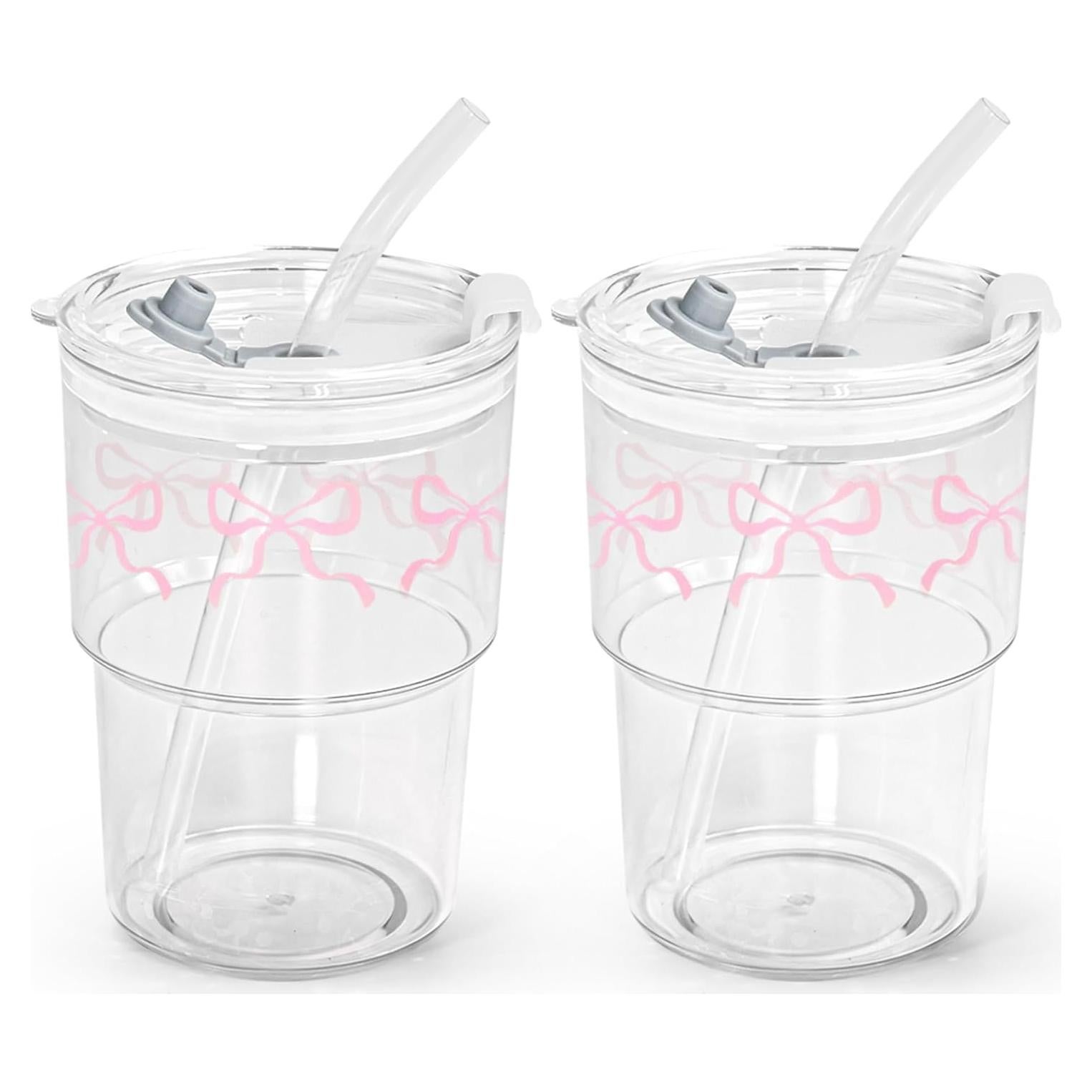 Set de 2 Tazas de Plástico Rosa Icesip 15 oz Reutilizables