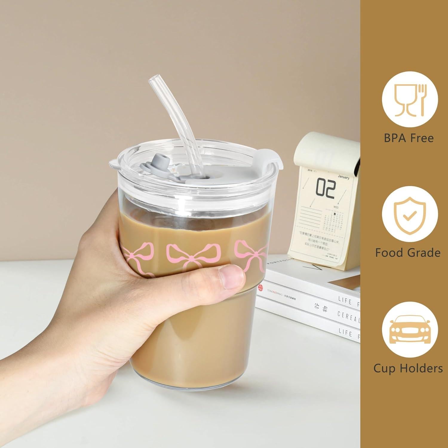 Set de 2 Tazas de Plástico Rosa Icesip 15 oz Reutilizables