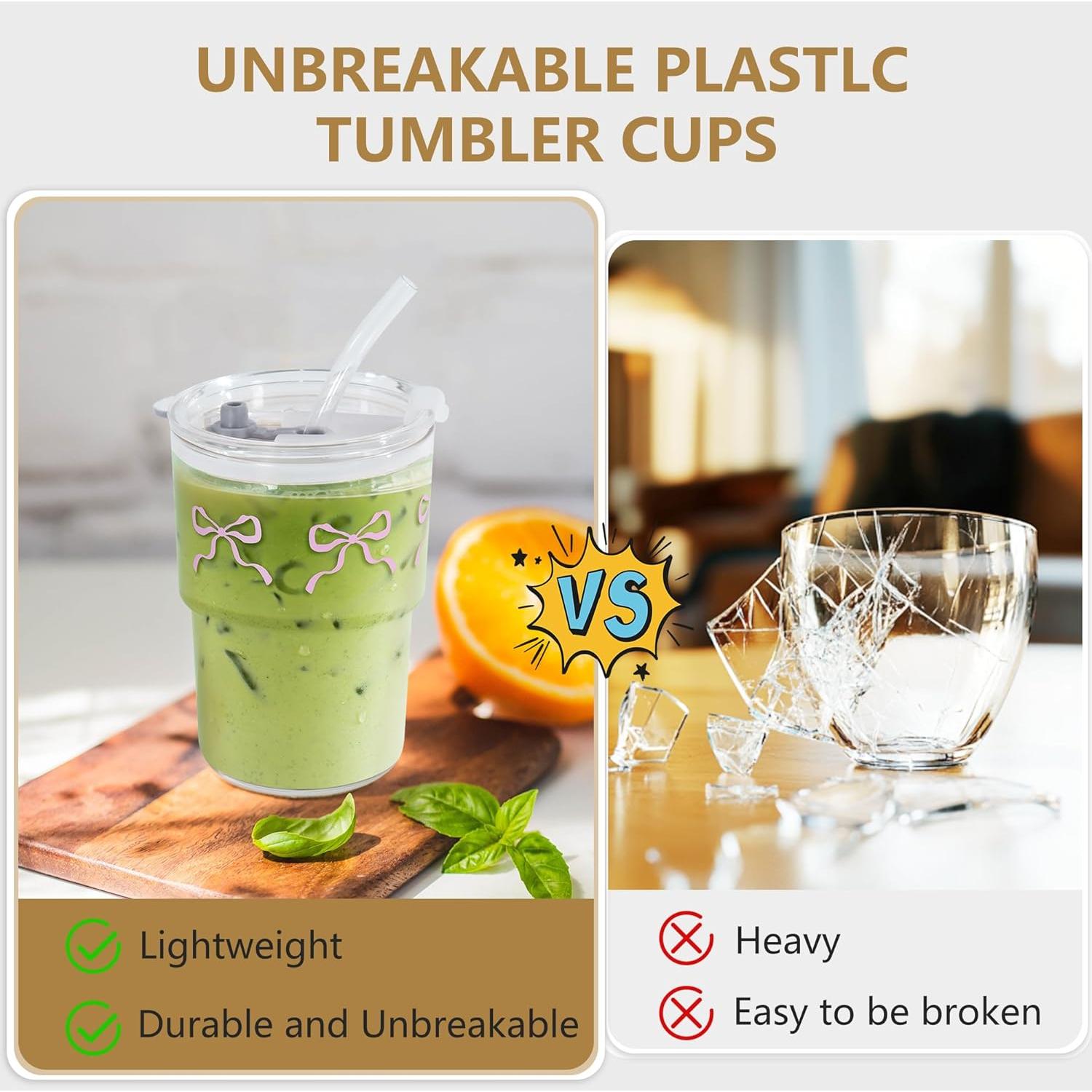 Set de 2 Tazas de Plástico Rosa Icesip 15 oz Reutilizables