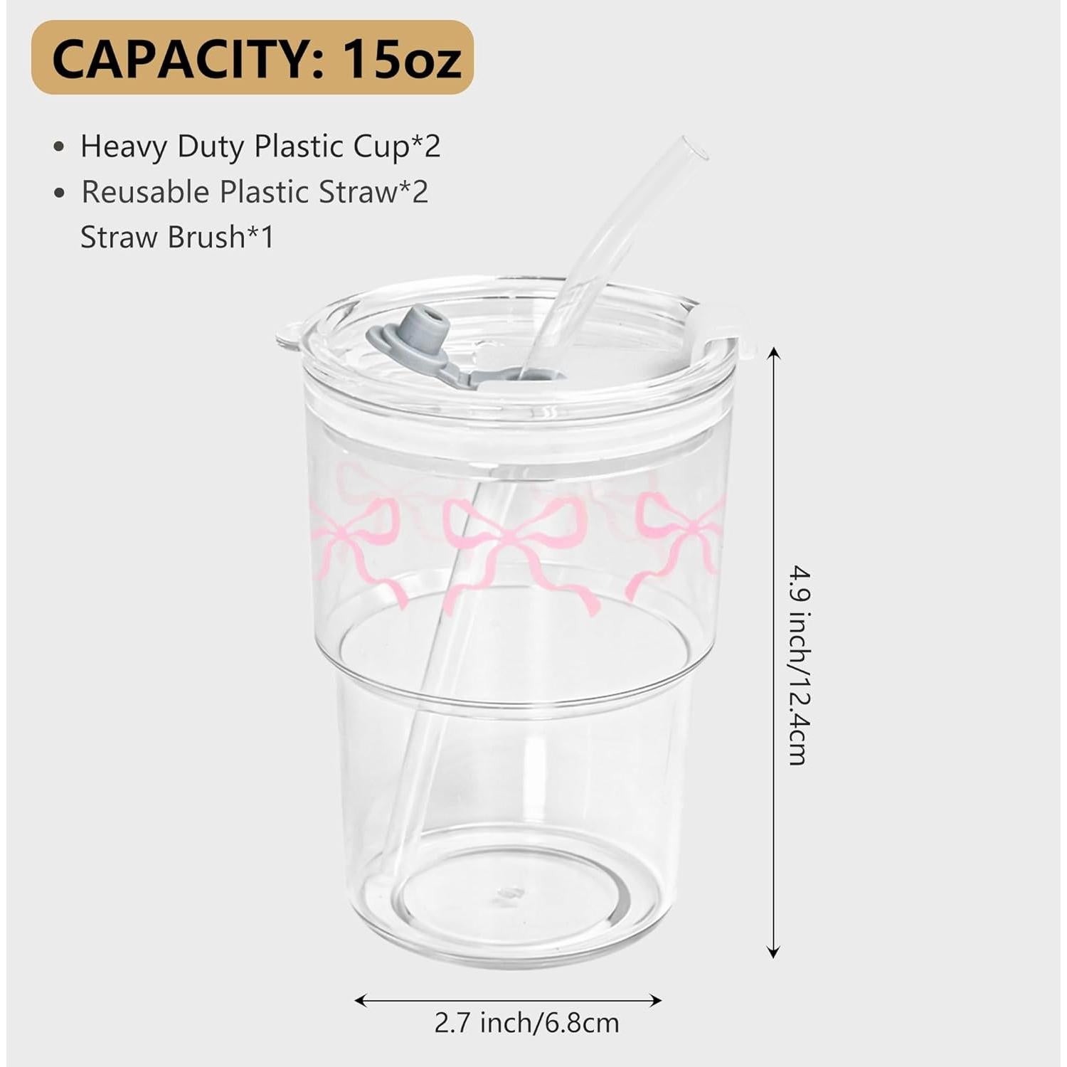 Set de 2 Tazas de Plástico Rosa Icesip 15 oz Reutilizables