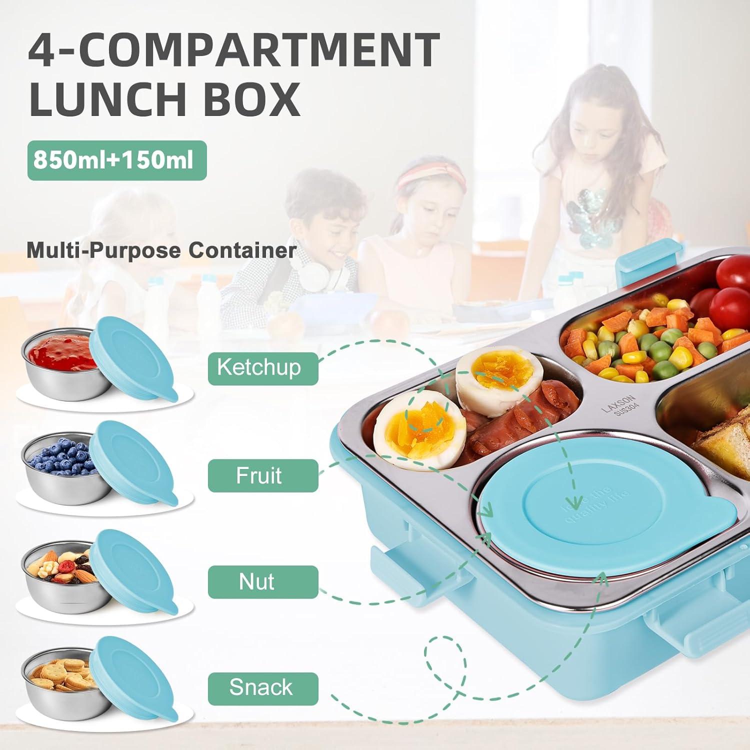 Caja de Almuerzo de Acero Inoxidable SAYAPE 850ml 4 Compartimentos