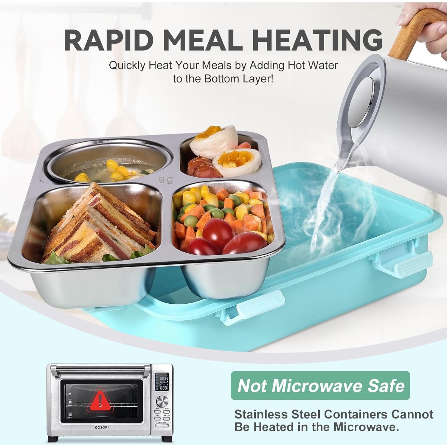 Caja de Almuerzo de Acero Inoxidable SAYAPE 850ml 4 Compartimentos