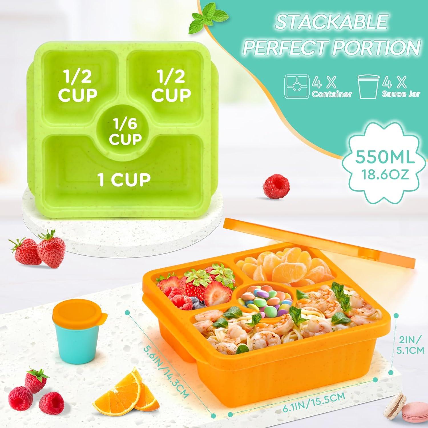 Cajas de Snack Bento QQKO 4 Piezas 550ml Apilables Joya