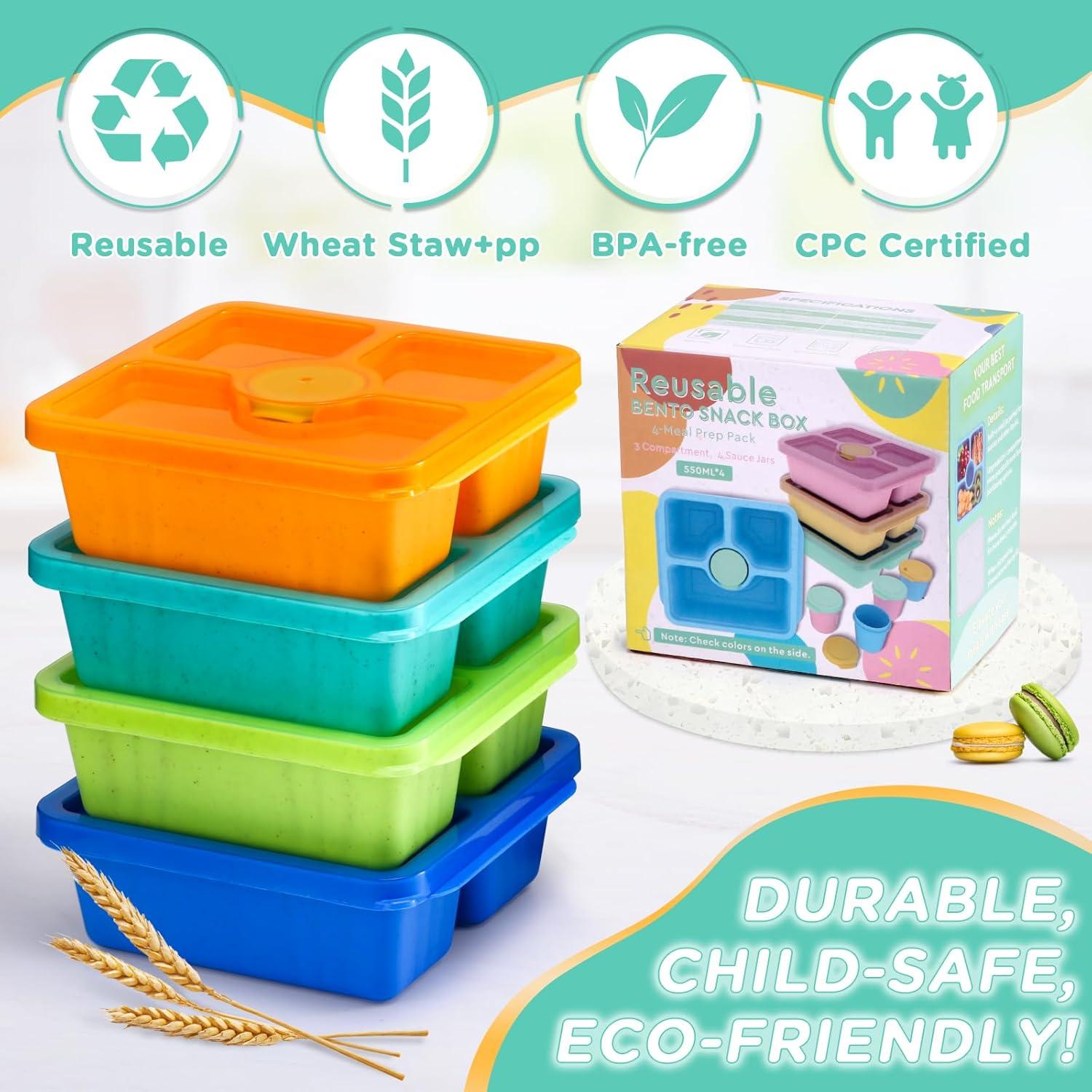 Cajas de Snack Bento QQKO 4 Piezas 550ml Apilables Joya