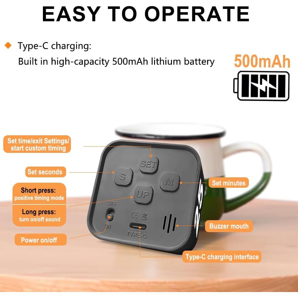 Temporizador Visual PULIVIA 5-50 Minutos Recargable Negro