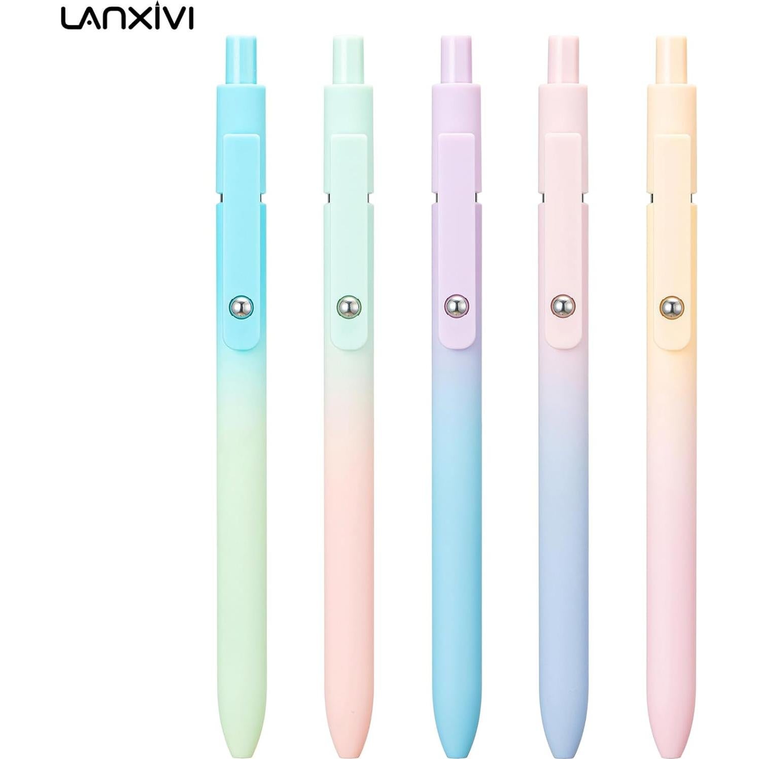 Juego de 5 bolígrafos de gel Lanxivi tinta negra 0.5mm