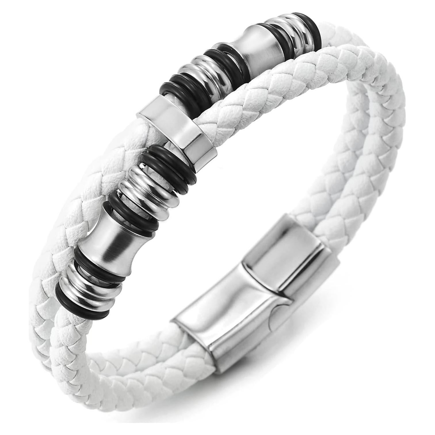 Pulsera de Cuero Trenzado COOLSTEELANDBEYOND para Hombre