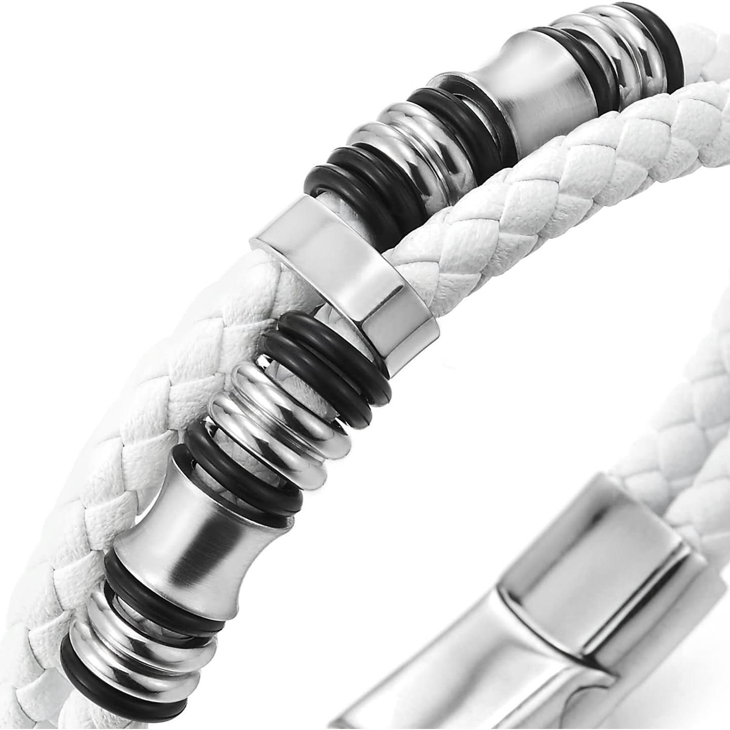Pulsera de Cuero Trenzado COOLSTEELANDBEYOND para Hombre