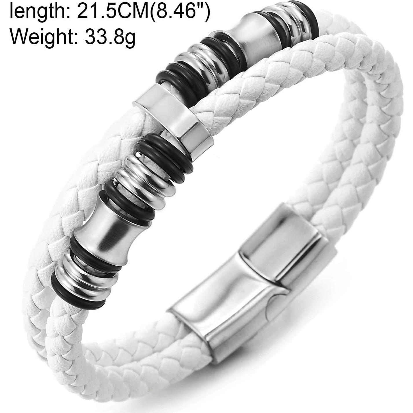 Pulsera de Cuero Trenzado COOLSTEELANDBEYOND para Hombre