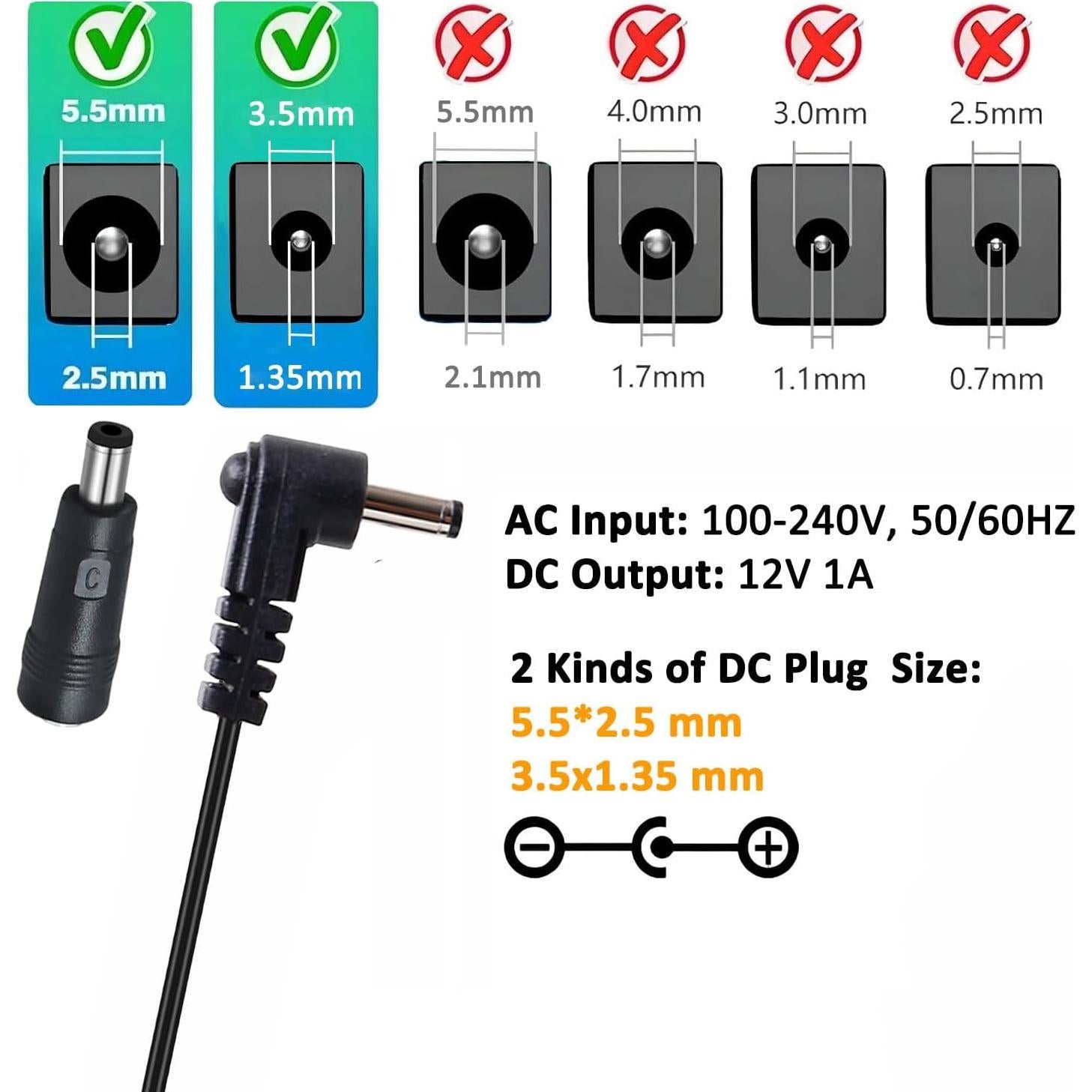 Adaptador de Alimentación CA a CC 12V 1A DCHAV 1.2m