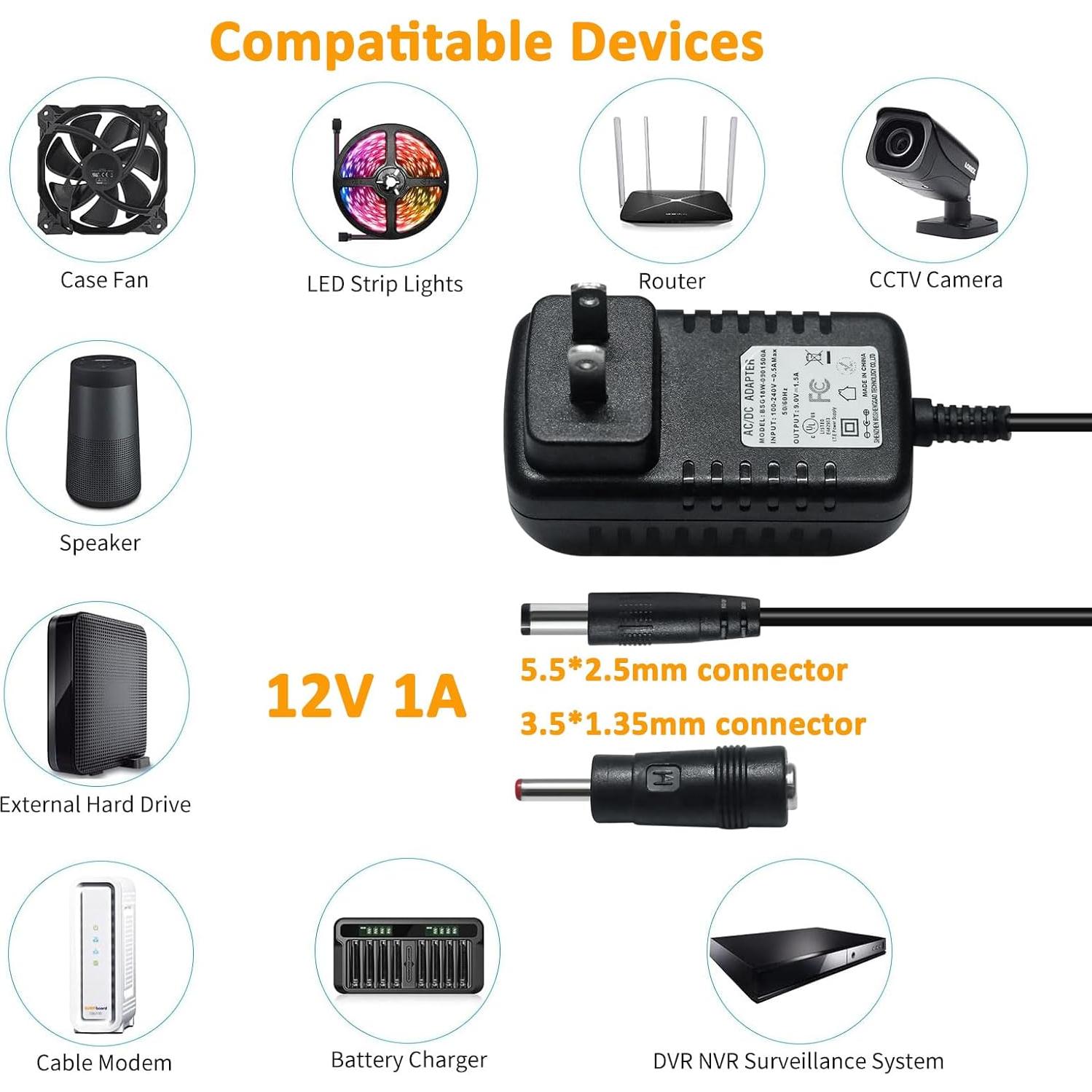 Adaptador de Alimentación CA a CC 12V 1A DCHAV 1.2m