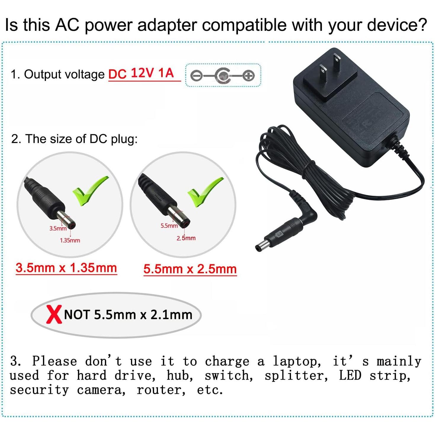 Adaptador de Alimentación CA a CC 12V 1A DCHAV 1.2m