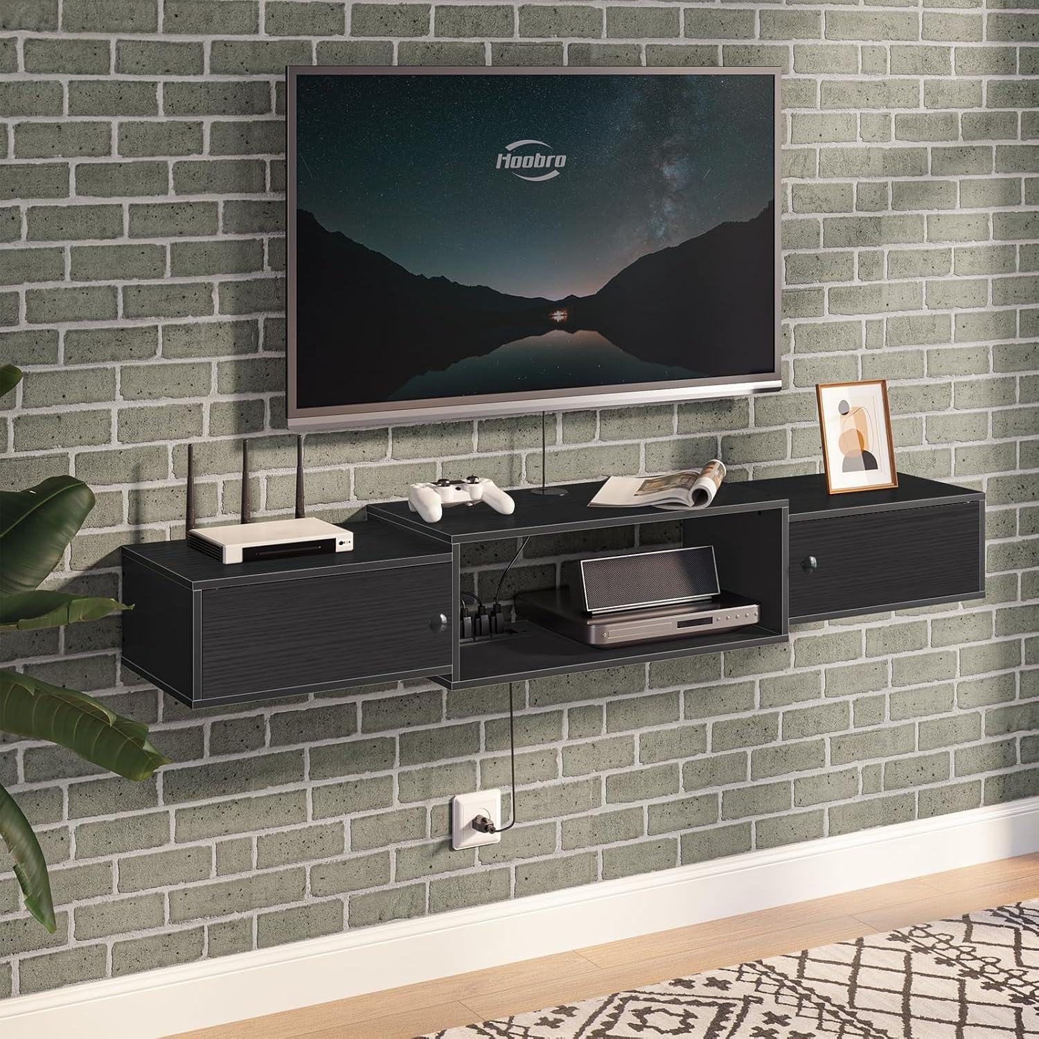 Soporte de TV Flotante HOOBRO 139.7 cm con Salidas de Energía