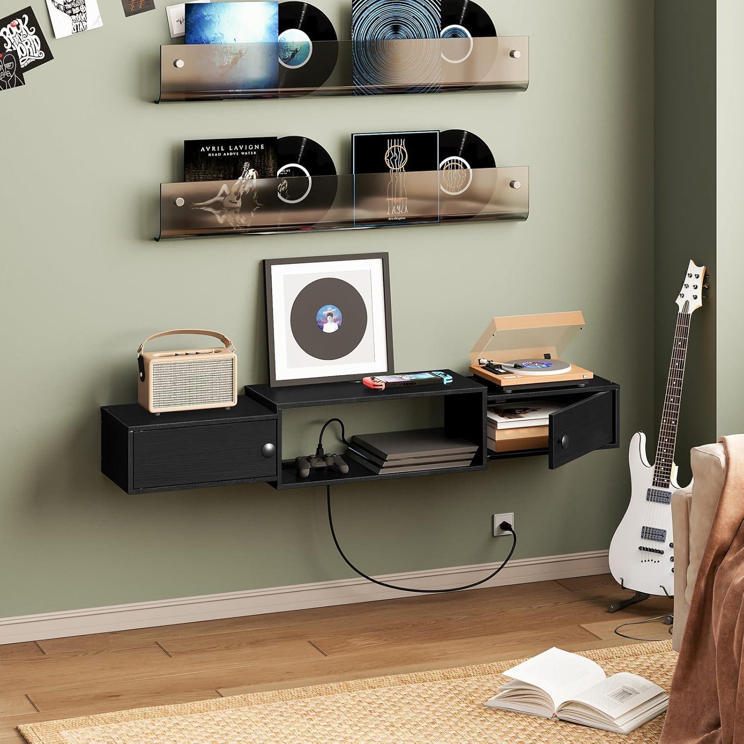 Soporte de TV Flotante HOOBRO 139.7 cm con Salidas de Energía