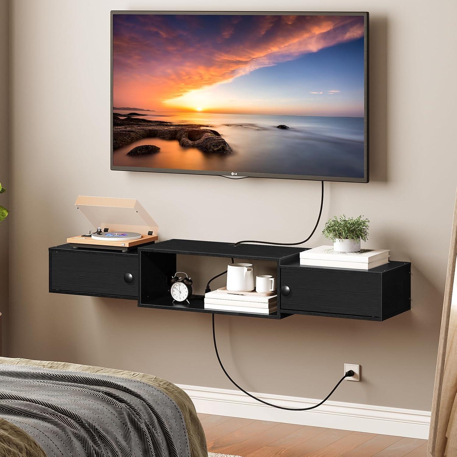 Soporte de TV Flotante HOOBRO 139.7 cm con Salidas de Energía