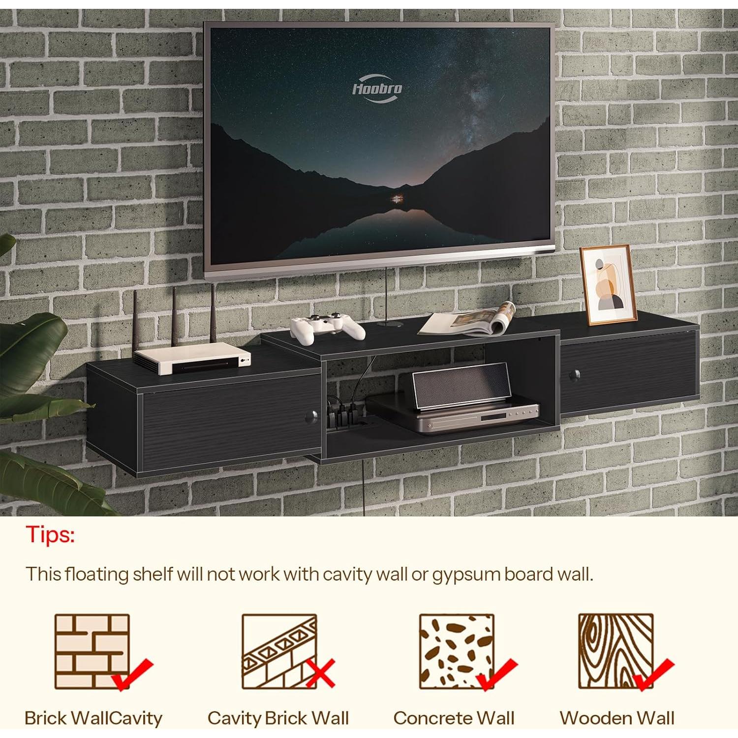 Soporte de TV Flotante HOOBRO 139.7 cm con Salidas de Energía