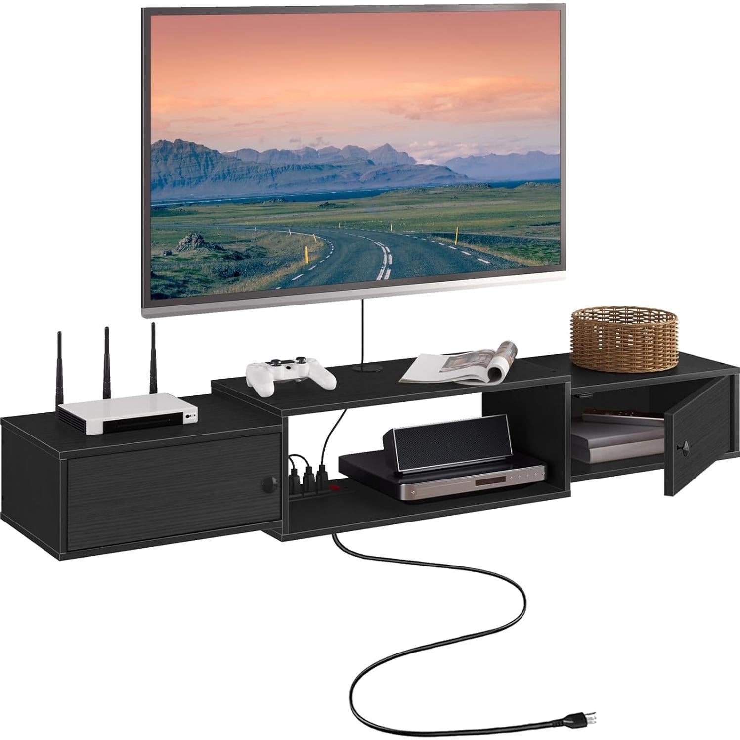 Soporte de TV Flotante HOOBRO 139.7 cm con Salidas de Energía