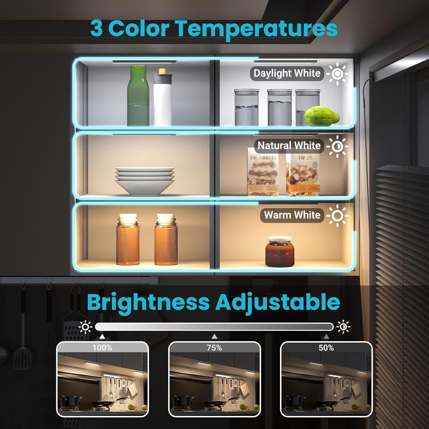 Luces LED Bajo Gabinete Recargables 2 Paquete con Sensor