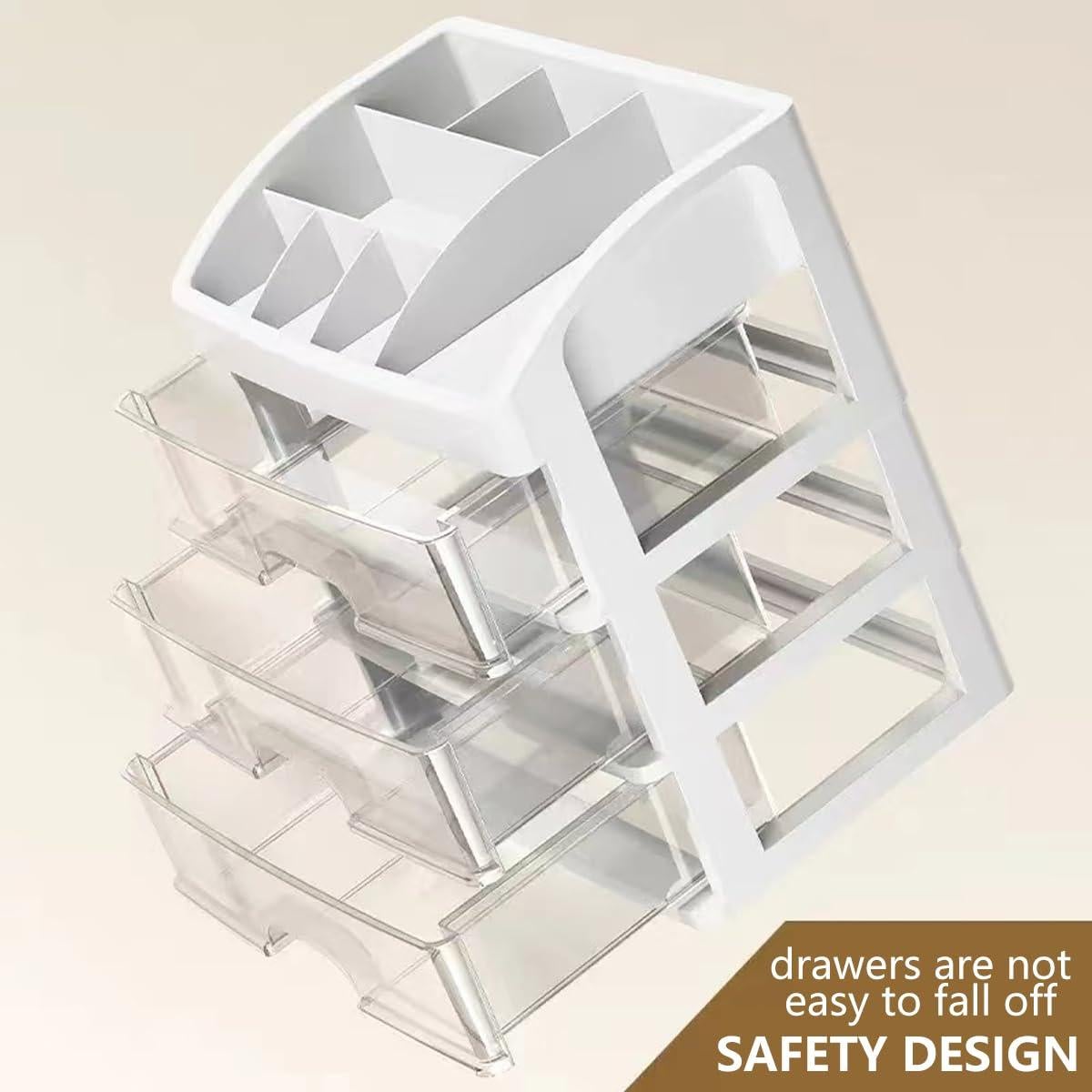 Organizador de Maquillaje PTBSZCWY con 3 Cajones Blanco