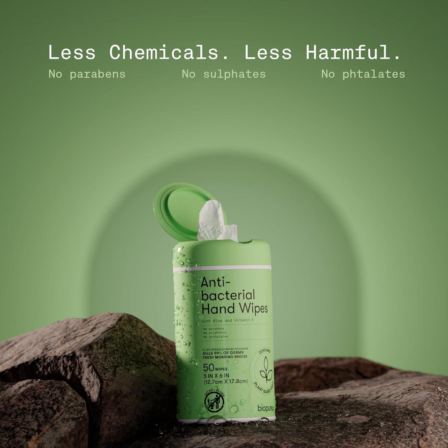 Toallitas Antibacteriales Biopure 50 ct Aloe y Vitamina E