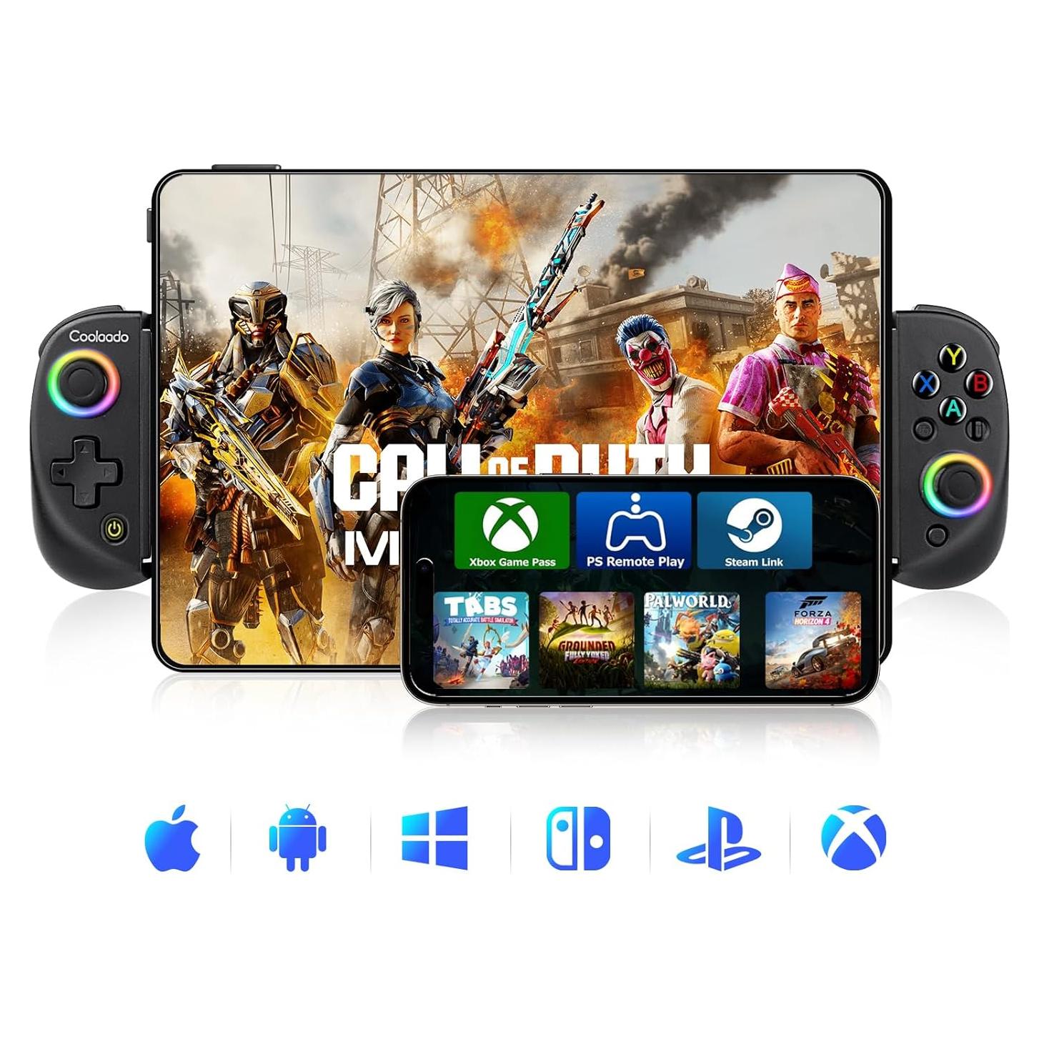 Wireless Mobile Gaming Controller for IOS & Android, Bluetooth Smartphone/Tablet Handheld Joystick Gamepad with Adjustable Clip for iPhone/iPad/Samsung etc.Support Xbox/PS3/4/Switch/PC (Black)