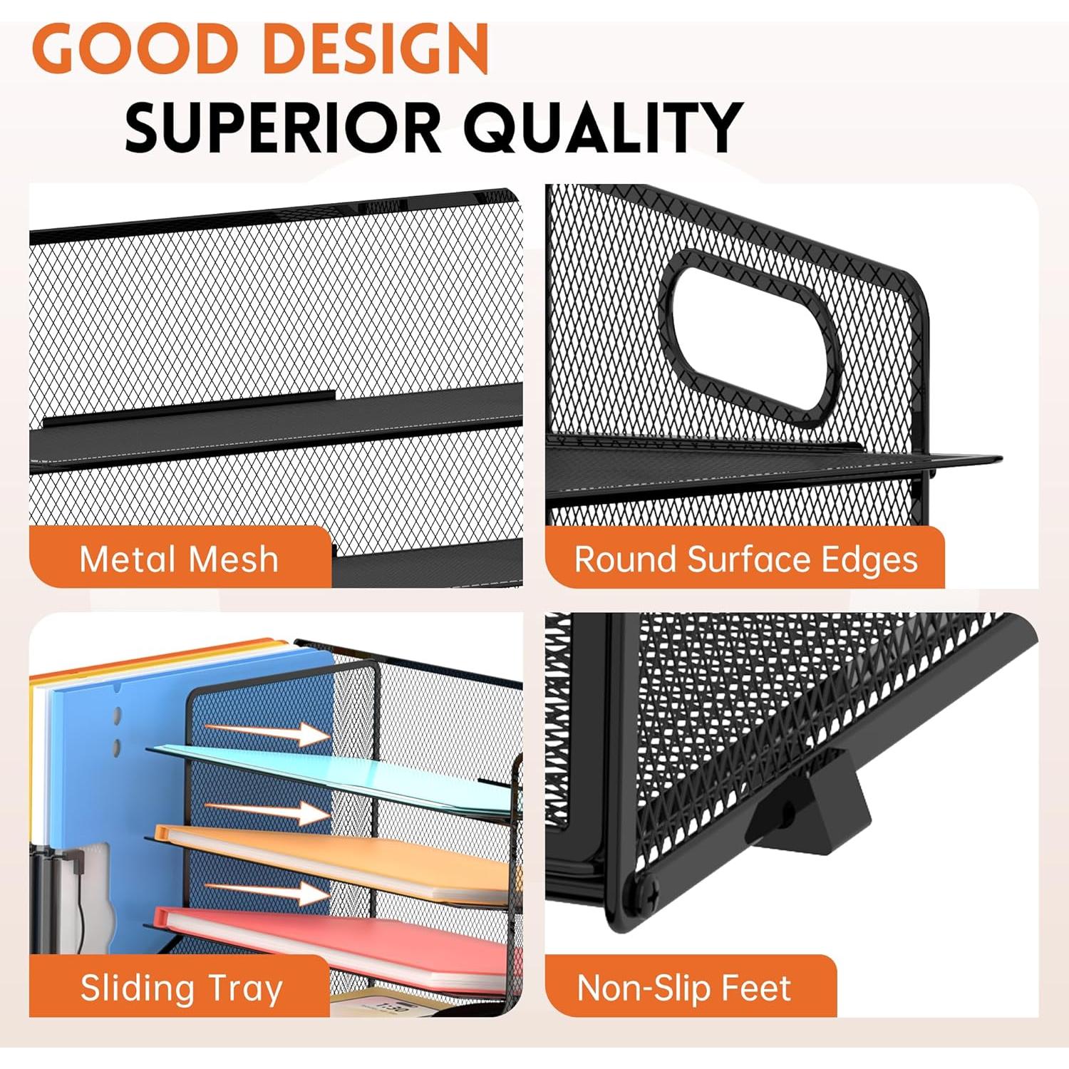 Organizador de Escritorio DALTACK de Malla 5 Niveles Negro