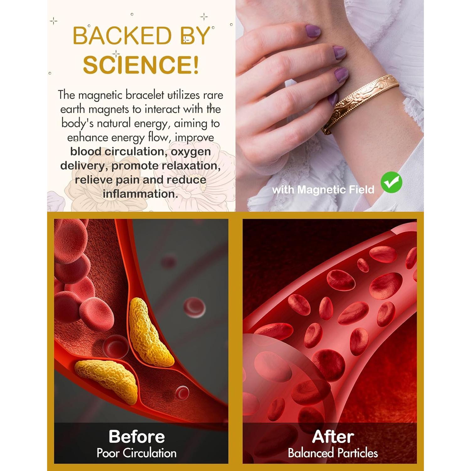 Pulsera Magnética de Cobre Feraco Oro Rosa Ajustable