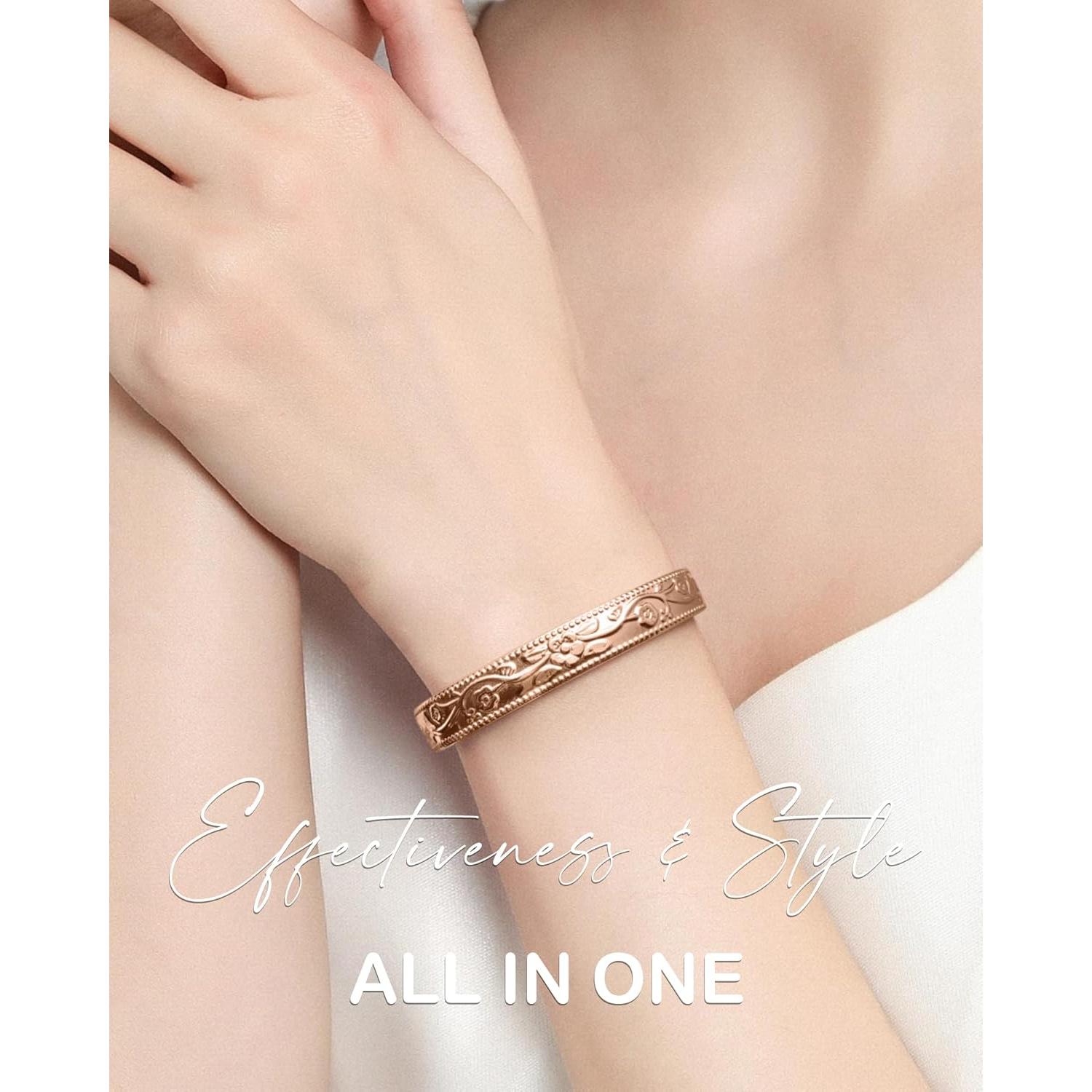 Pulsera Magnética de Cobre Feraco Oro Rosa Ajustable