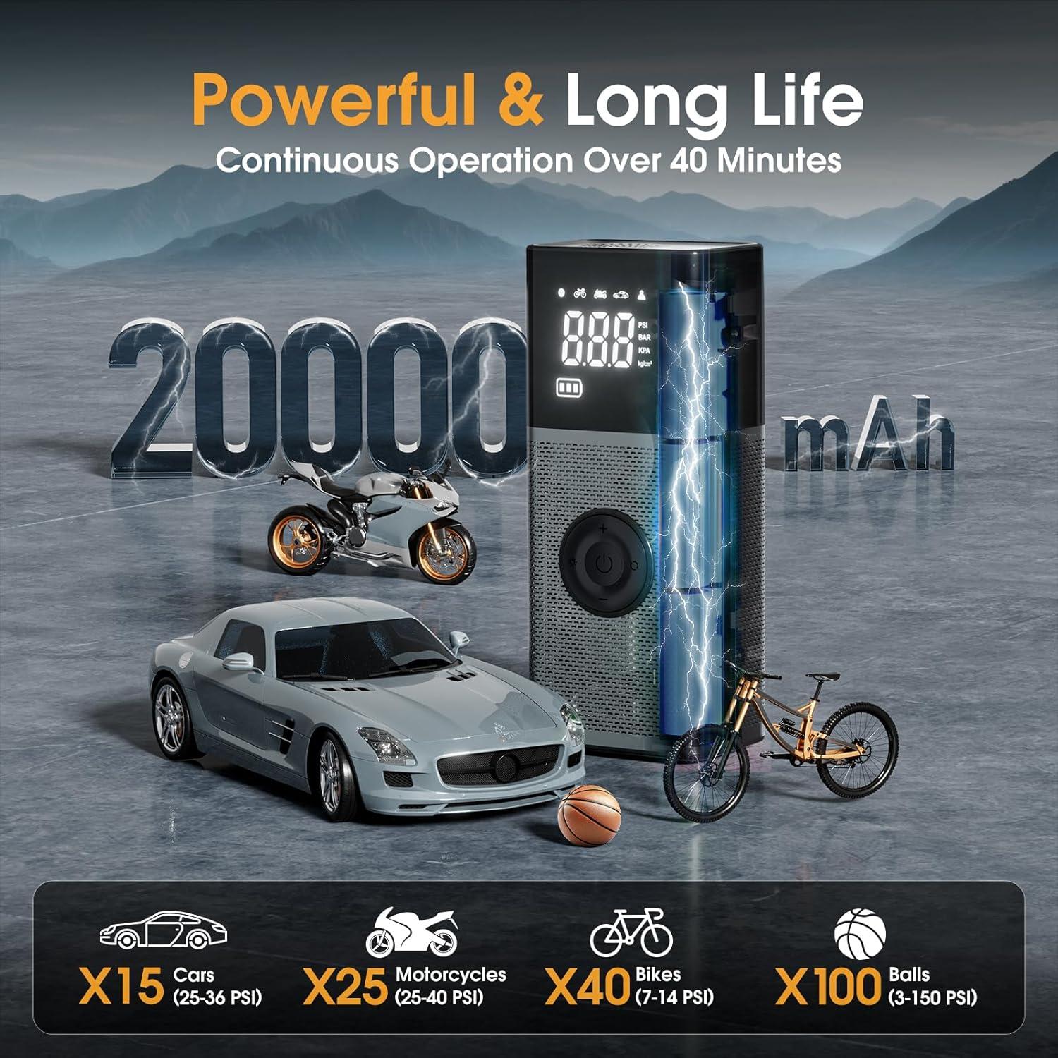 Compresor de Aire Portátil FLYKID T2220 150PSI Batería Recargable