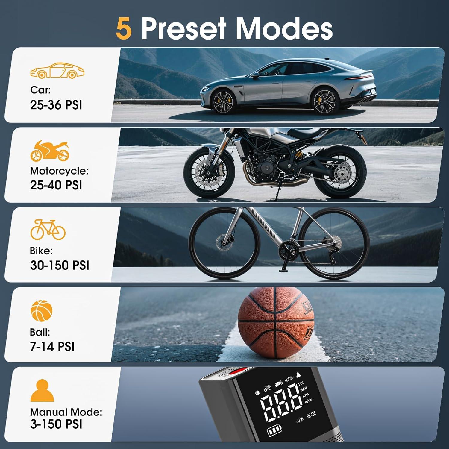 Compresor de Aire Portátil FLYKID T2220 150PSI Batería Recargable