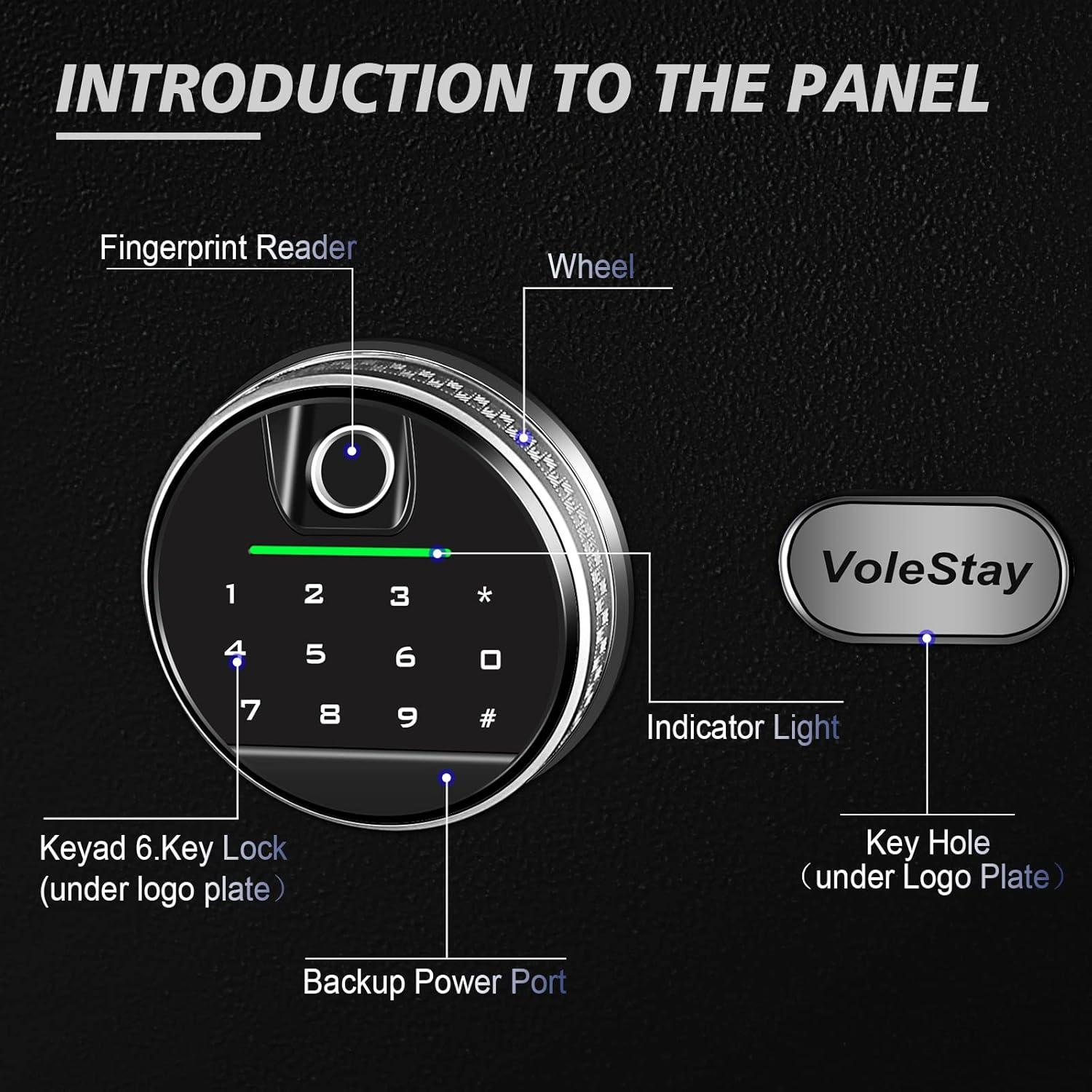 Caja Fuerte Biométrica VoleStay 0.8 Pies Cúbicos Negra