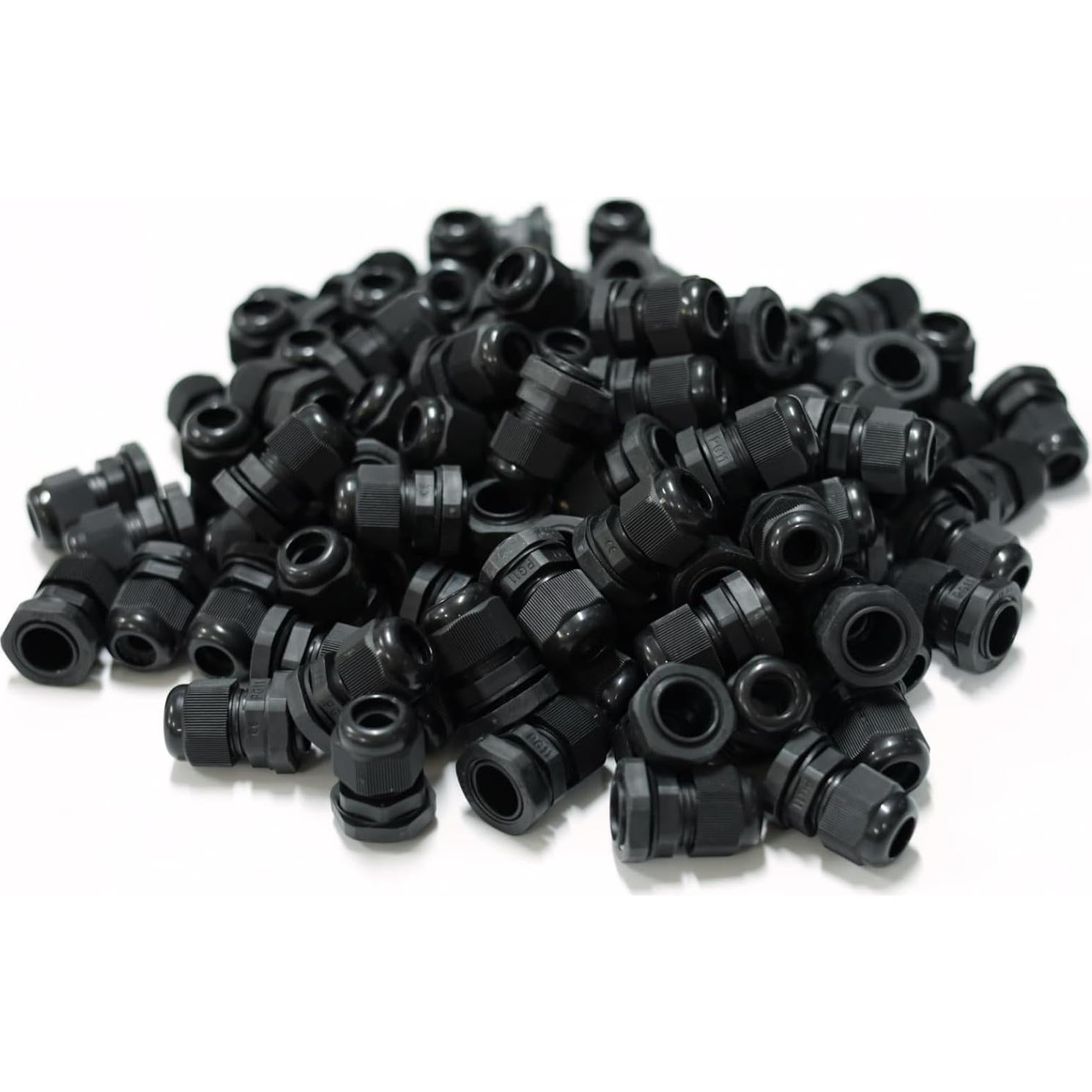 100 Conectores de Cable PG7 Impermeables Tusrai IP68 Negro