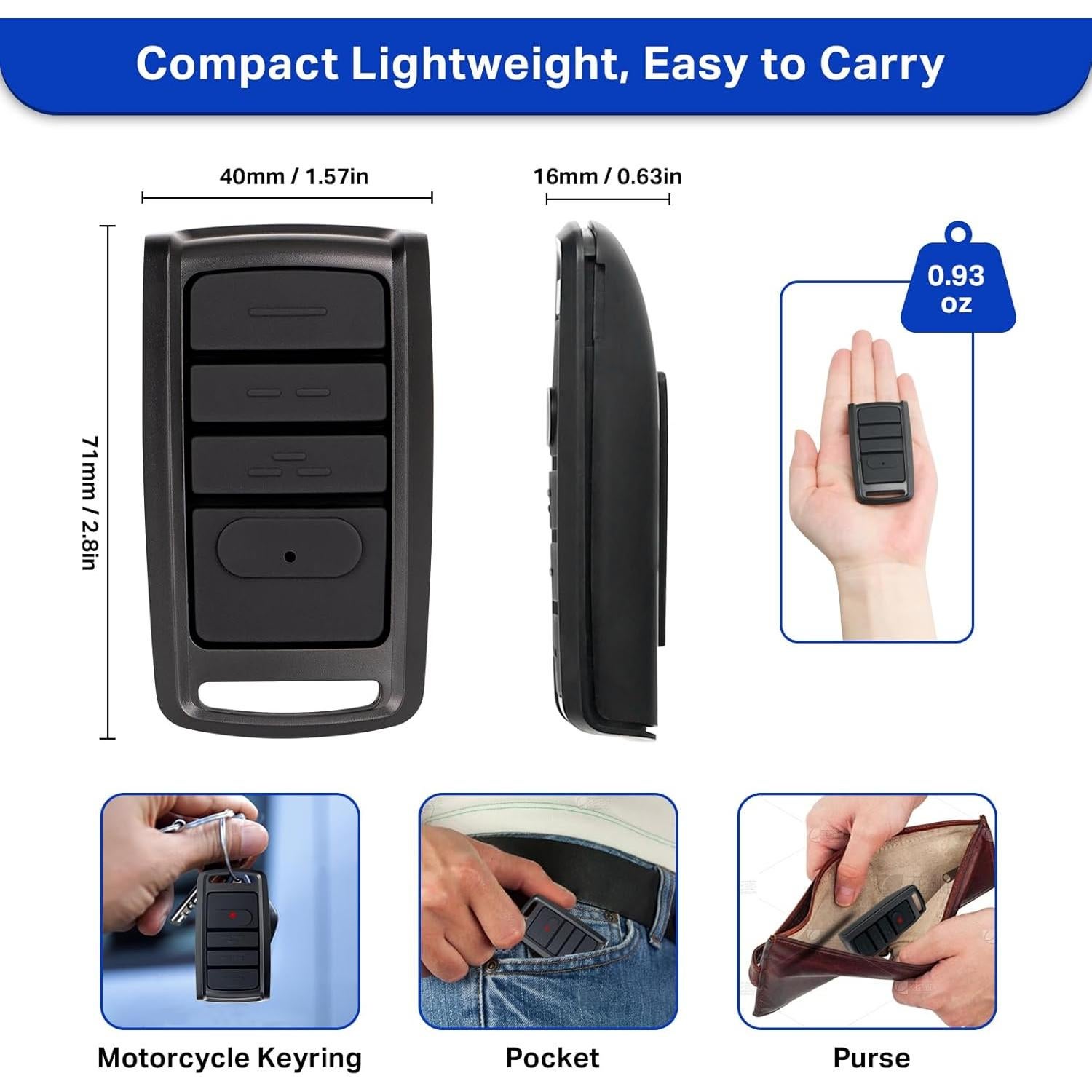 Control Remoto de Puerta de Garaje Overhead Door O3T-BX 3 Botones