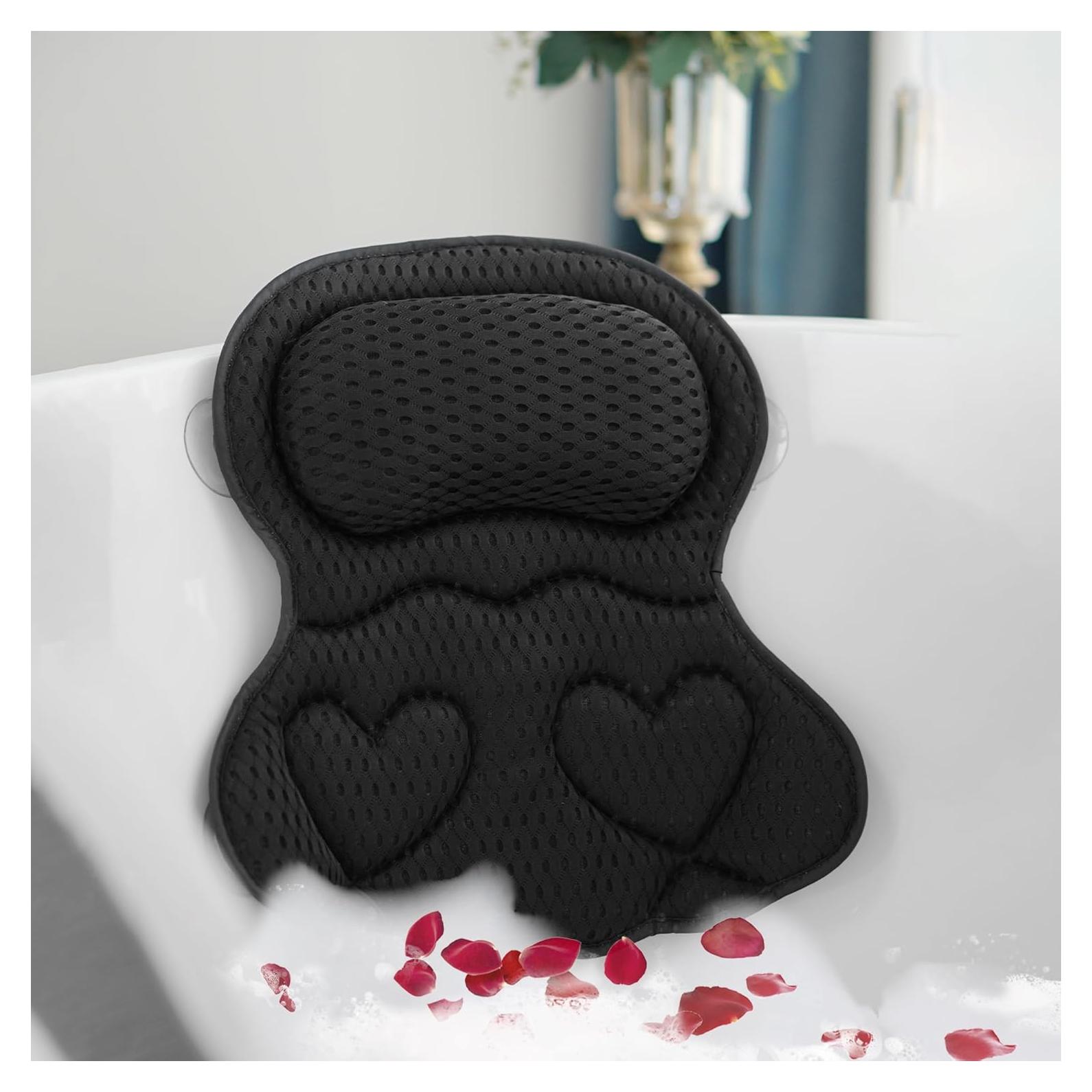 Almohada de Baño Joeyset Negra con Malla 4D y Ventosas