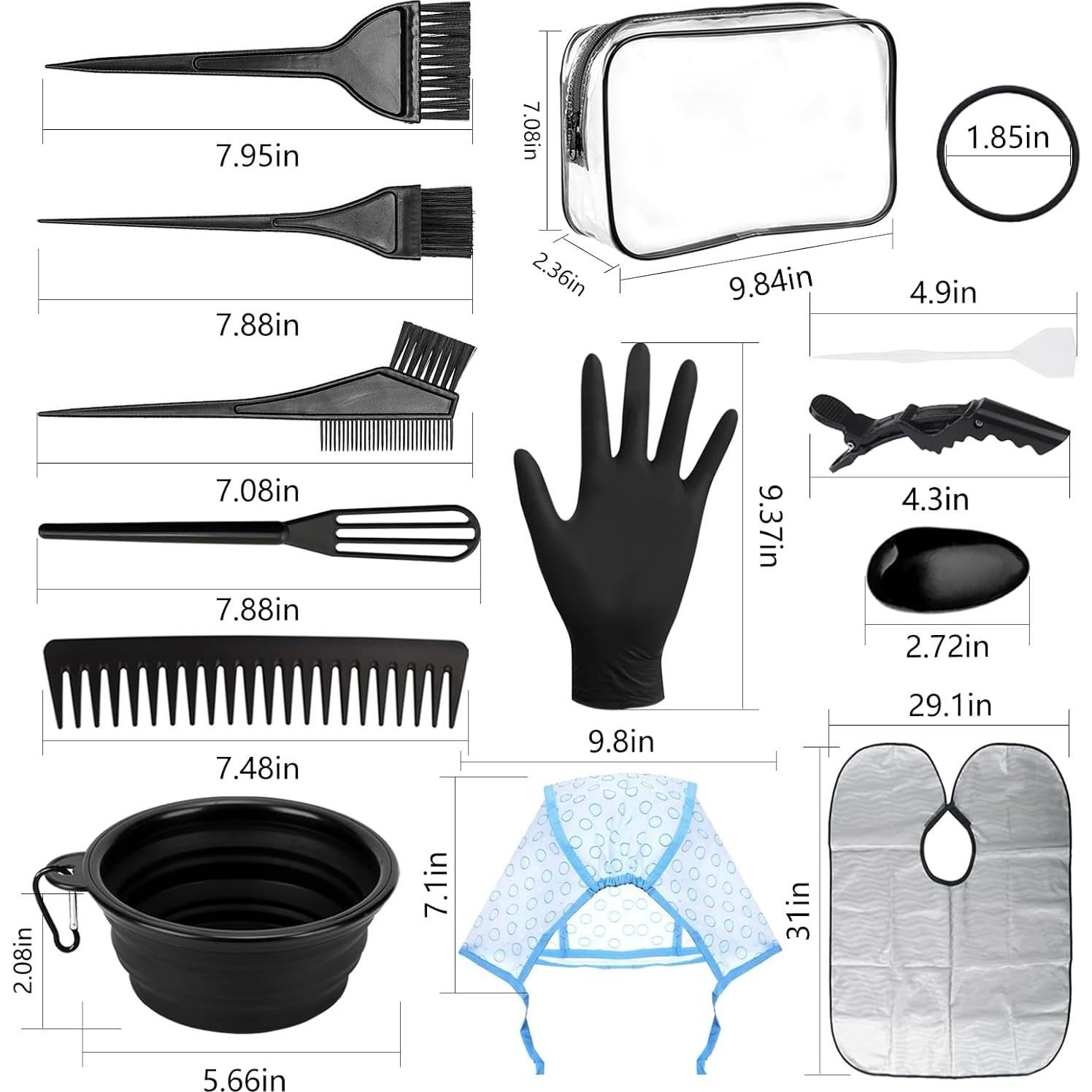 Kit de Coloración de Cabello DINTSTYLE 32 Piezas Negro