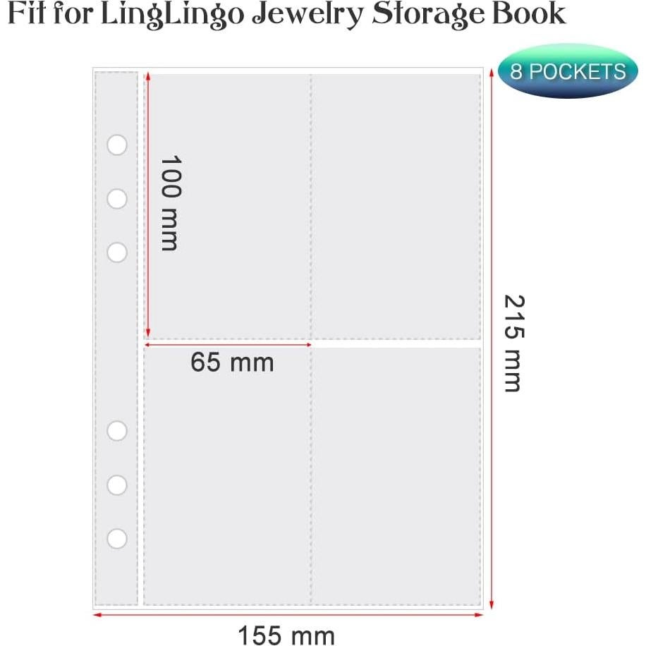 Páginas Internas Refill Transparentes LingLingo 20 Hojas 160 Bolsillos