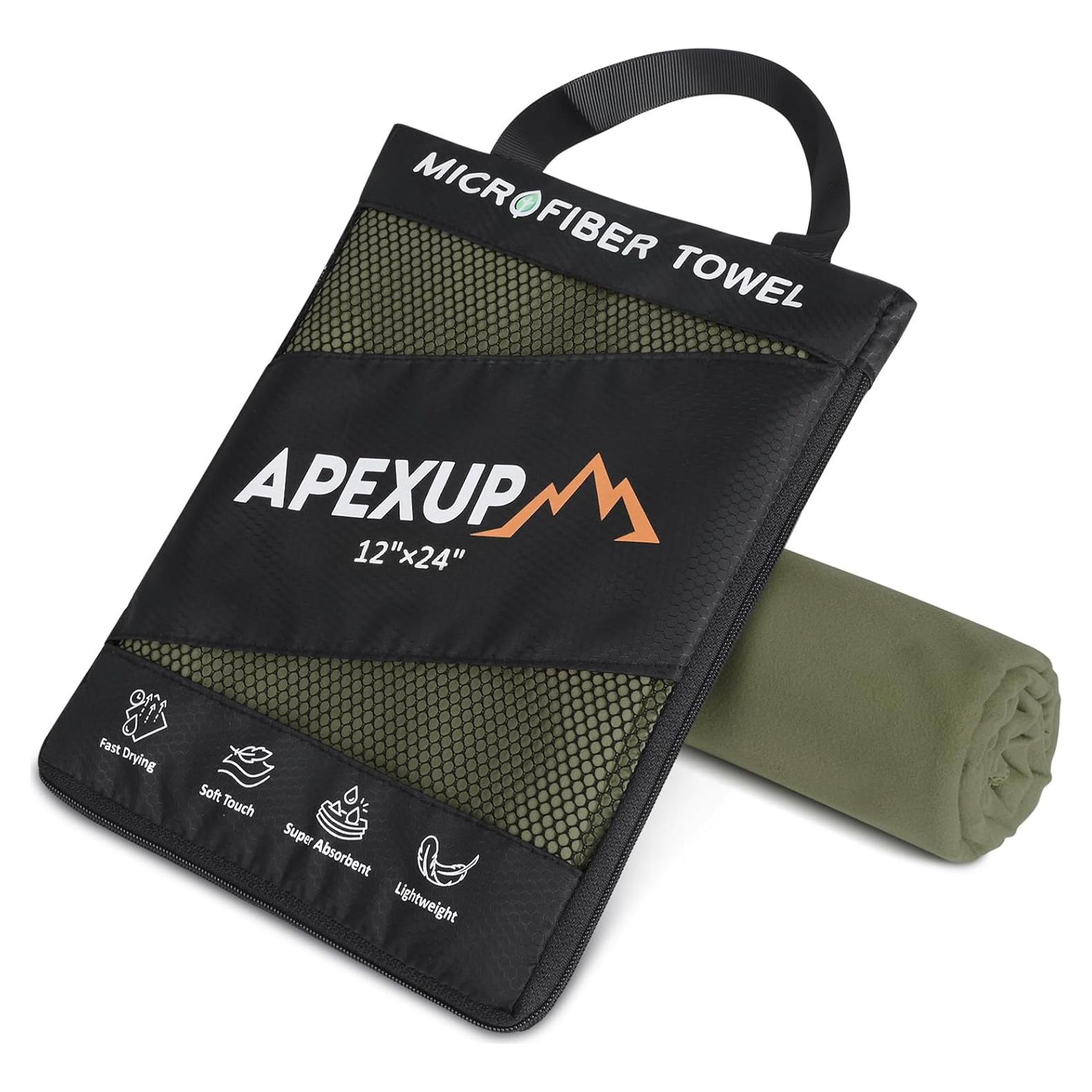 Toalla de Viaje Microfibra APEXUP 61x30.5 cm Verde Militar