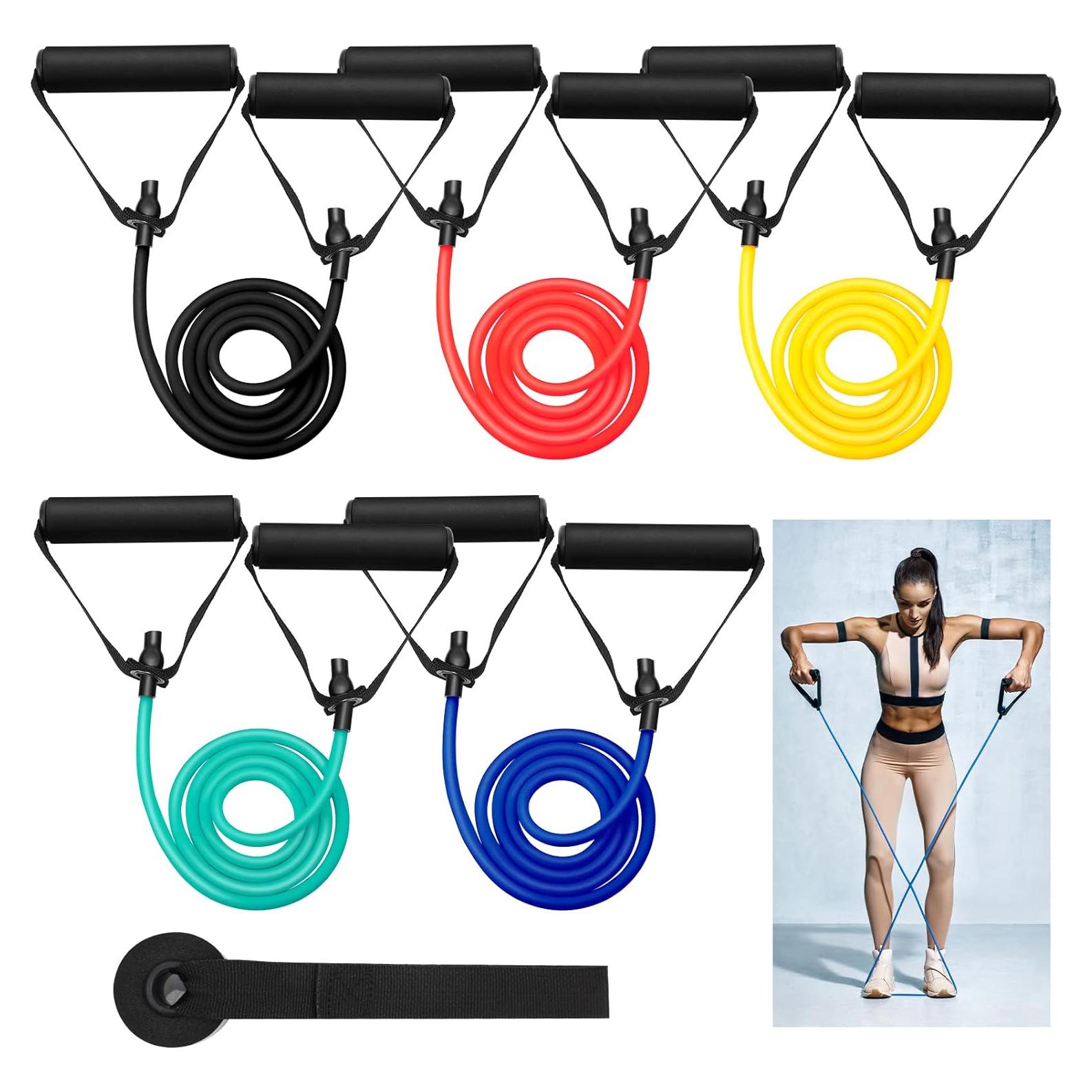 Bandas de Resistencia Leyndo 5 Pcs con Anclaje para Ejercicio