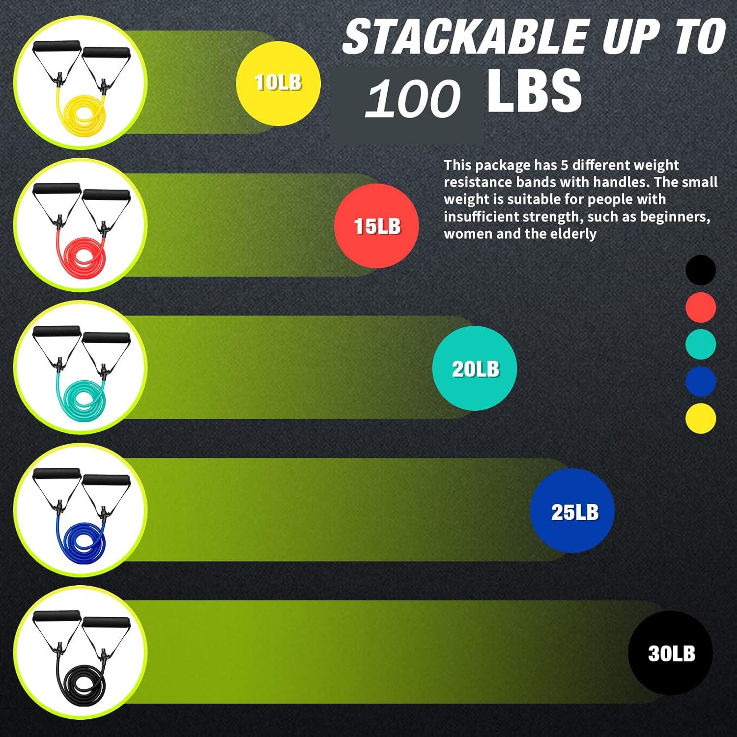 Bandas de Resistencia Leyndo 5 Pcs con Anclaje para Ejercicio