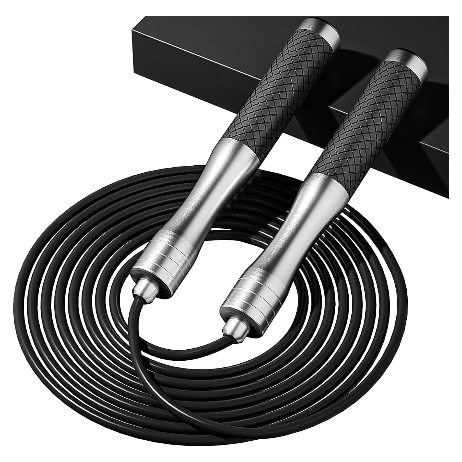 Cuerda de Salto Ajustable nonogo con Mangos Ergonómicos - Negro