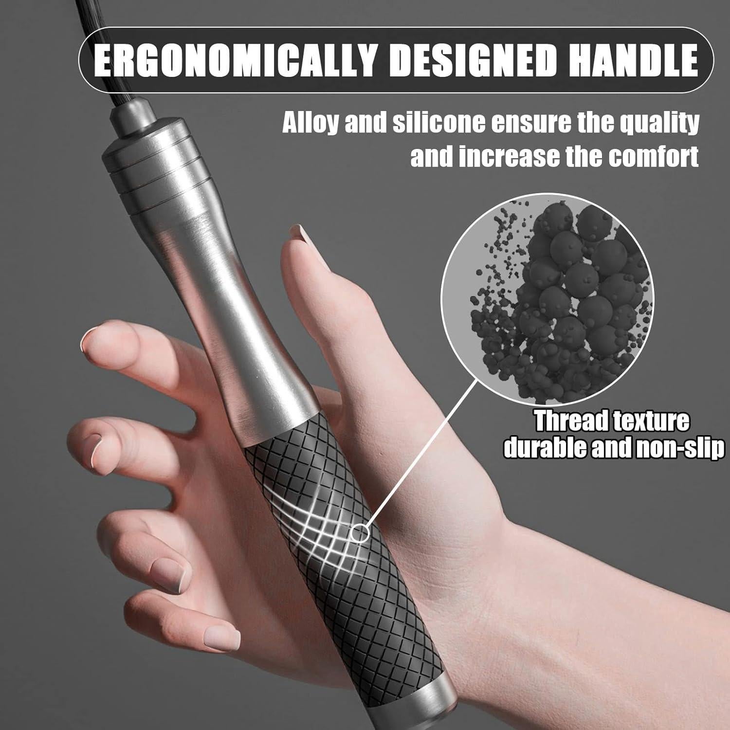 Cuerda de Salto Ajustable nonogo con Mangos Ergonómicos - Negro