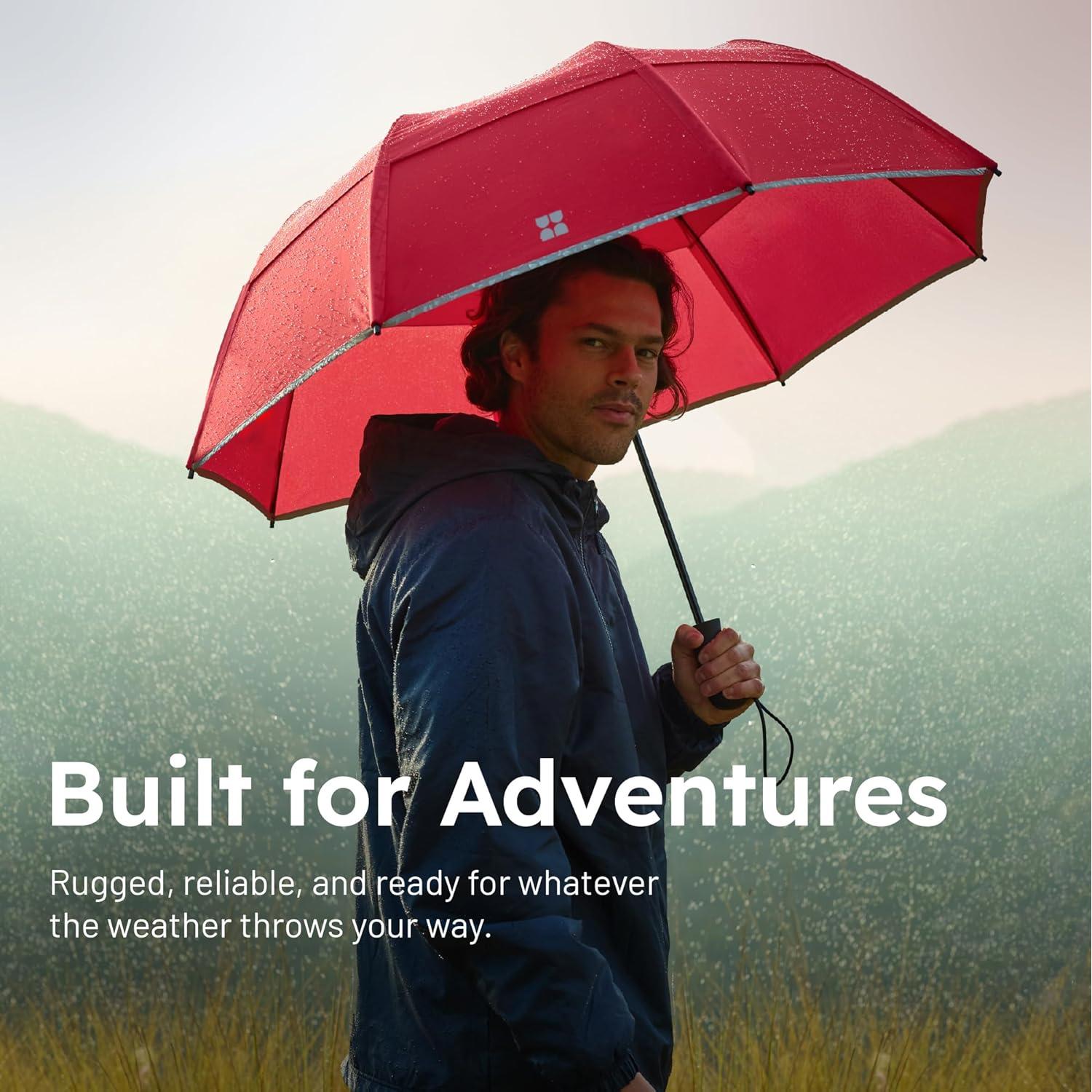 Paraguas Plegable Weatherman Negro - Resistente al Viento 88.5 km/h