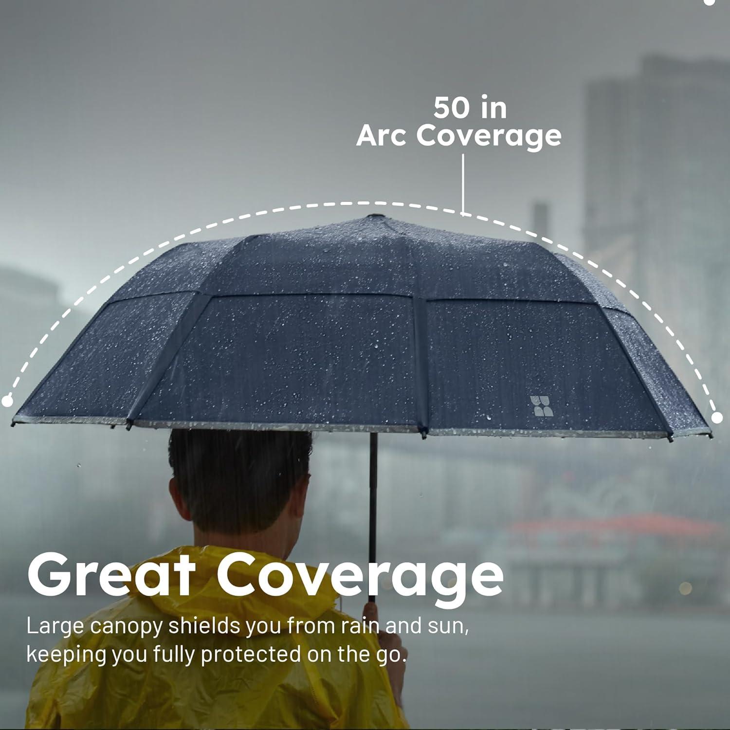 Paraguas Plegable Weatherman Negro - Resistente al Viento 88.5 km/h