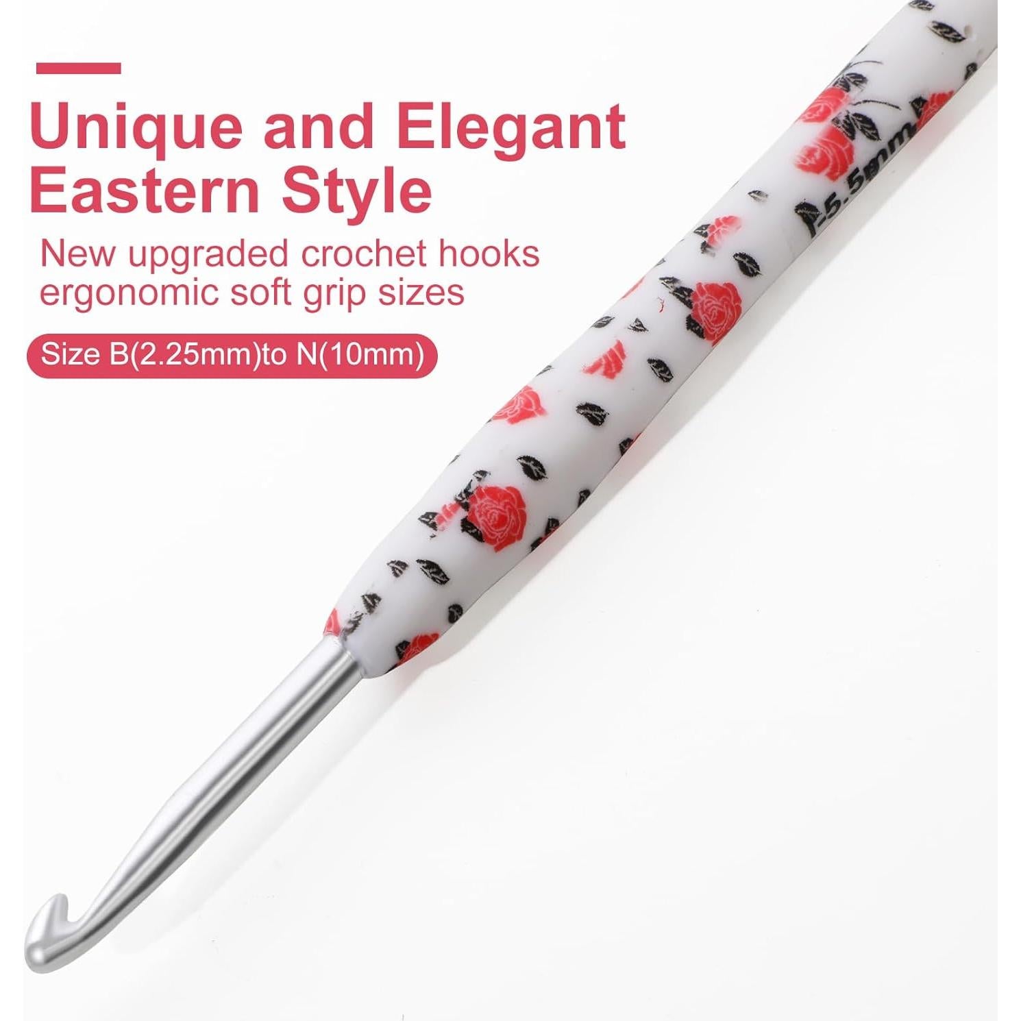 Juego de Ganchillos Looen 14 Tamaños Ergonomicos Rosa