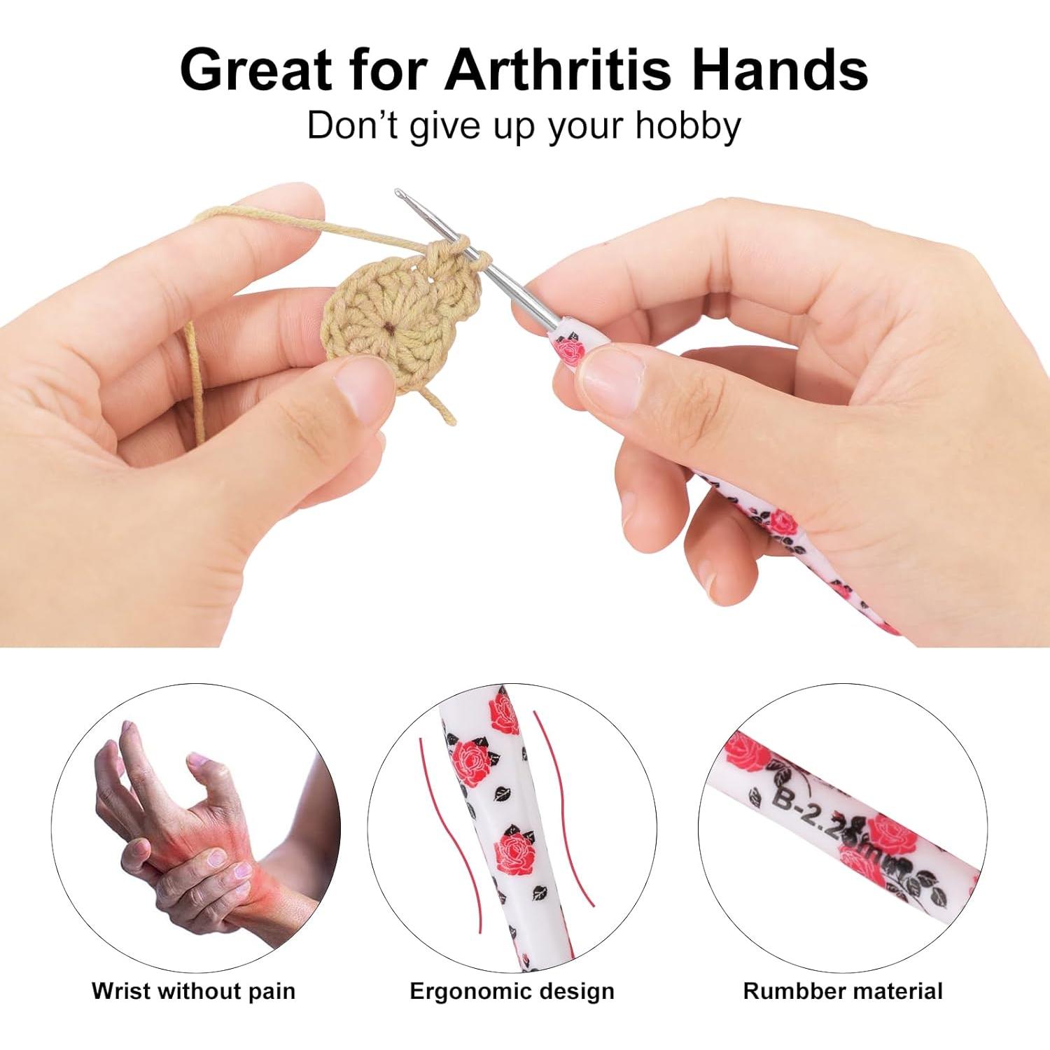 Juego de Ganchillos Looen 14 Tamaños Ergonomicos Rosa