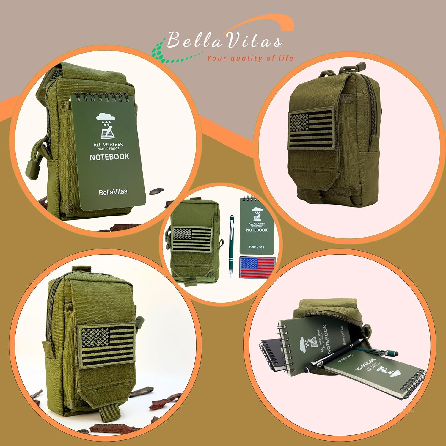 Funda Táctica Molle BellaVitas Verde Ejercito 10.4x16.5cm